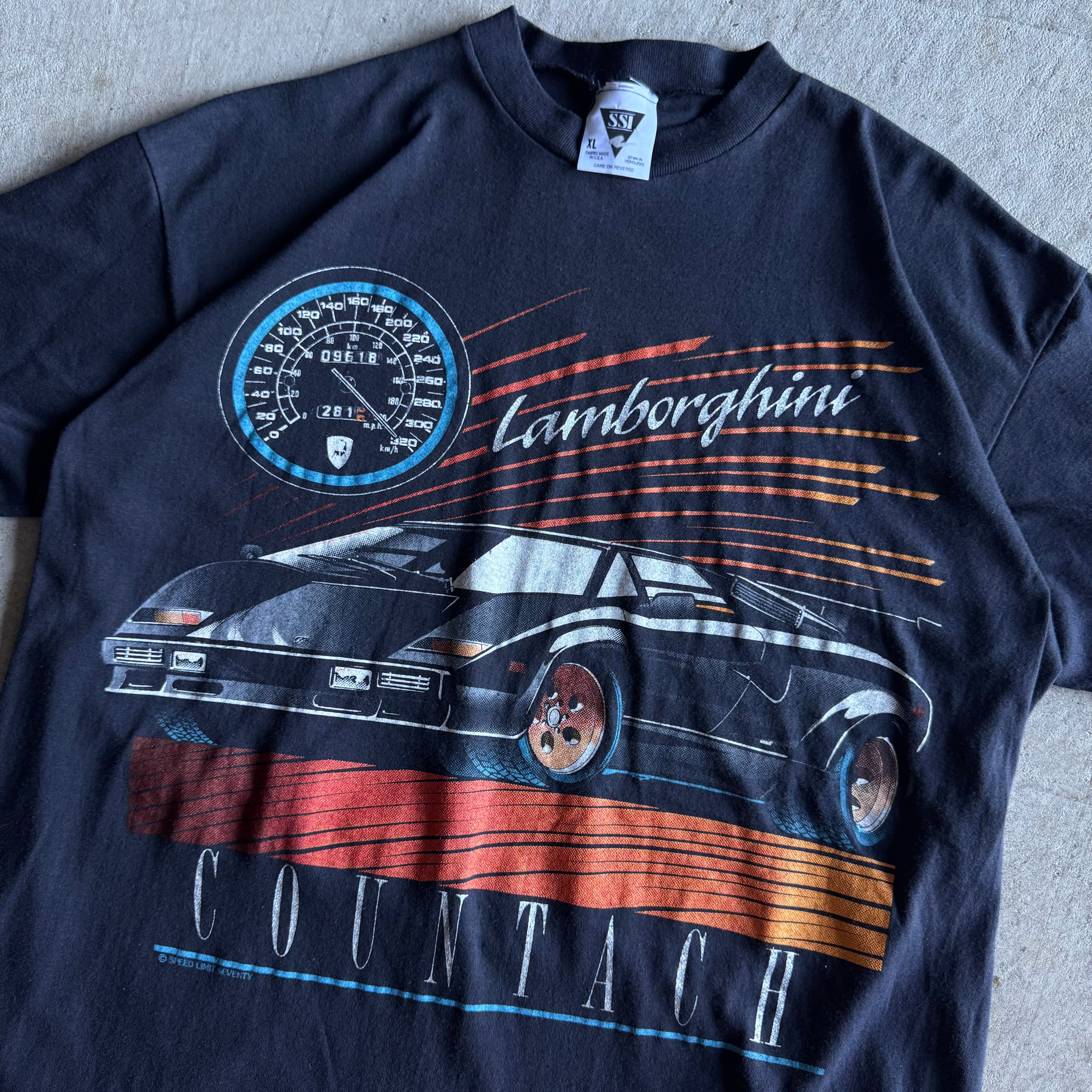 Vintage 90s Lamborghini Countach Black T Shirt Size XL
