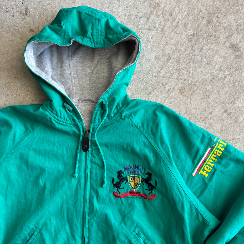 80s Ferarri Magnetti Merelli Reversible Green Grey Hooded Jacket (M)