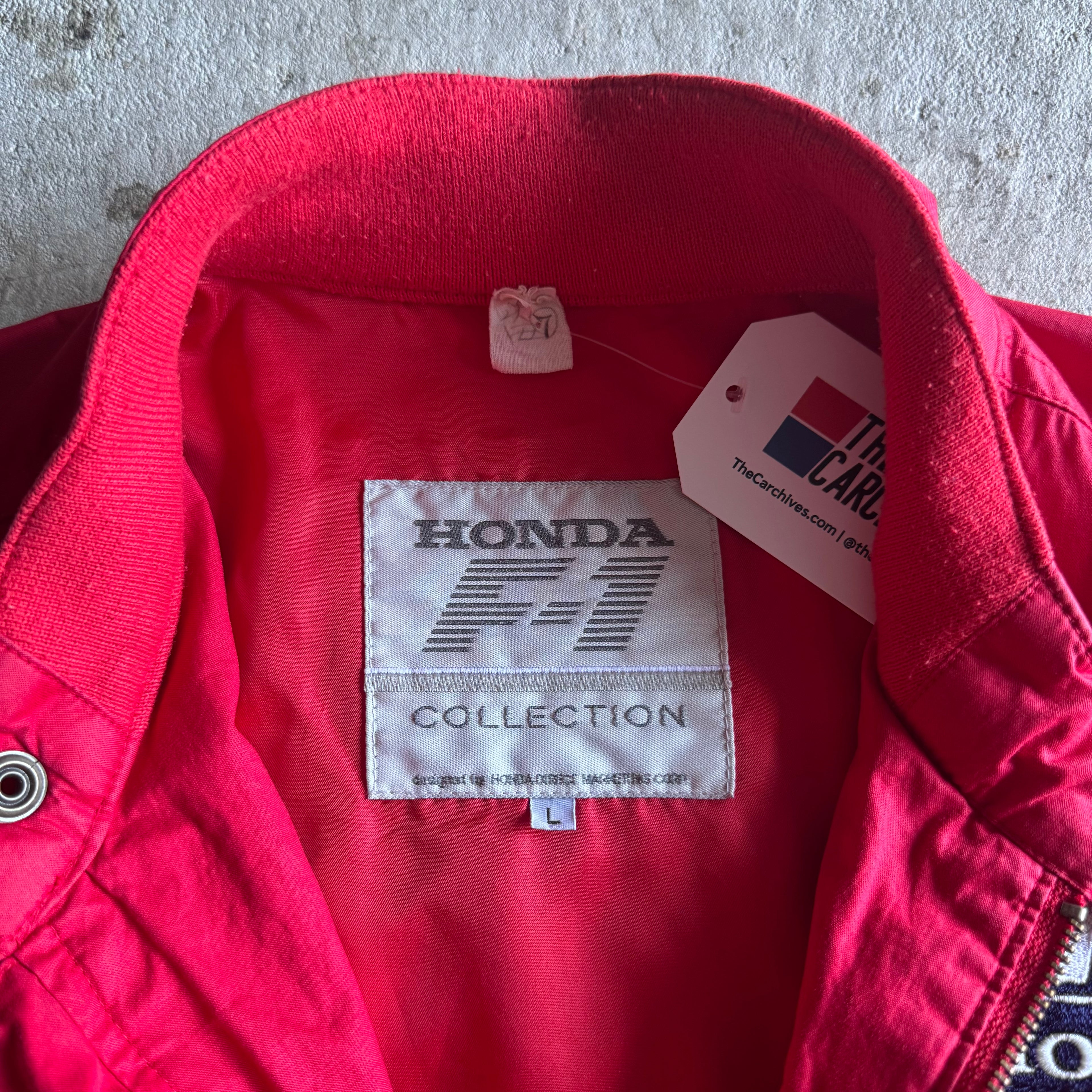 Vintage 80s Honda F1 Grand Prix Racing Red Jacket Size Large