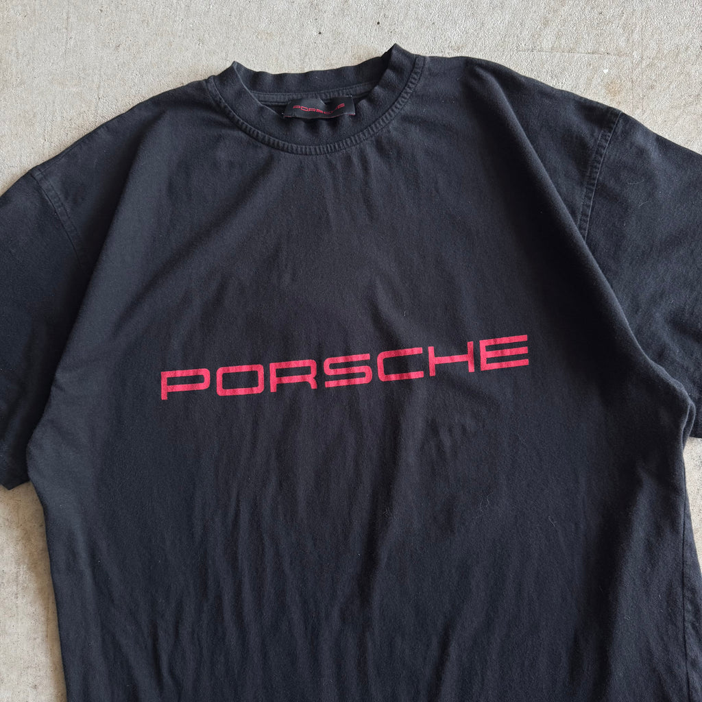 90s Porsche Selection Spellout Black T Shirt (XL)