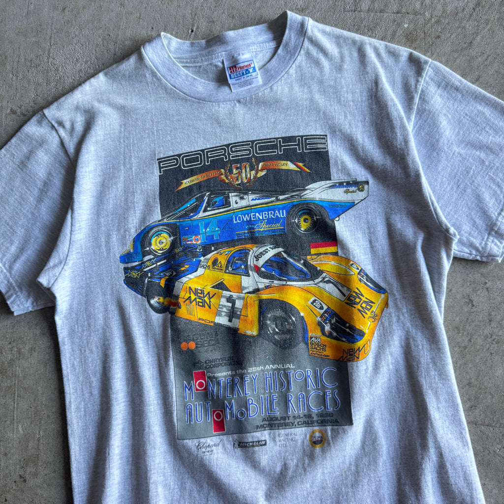 90s Porsche 50th Year Monterey Historic Races Grey T Shirt (M)