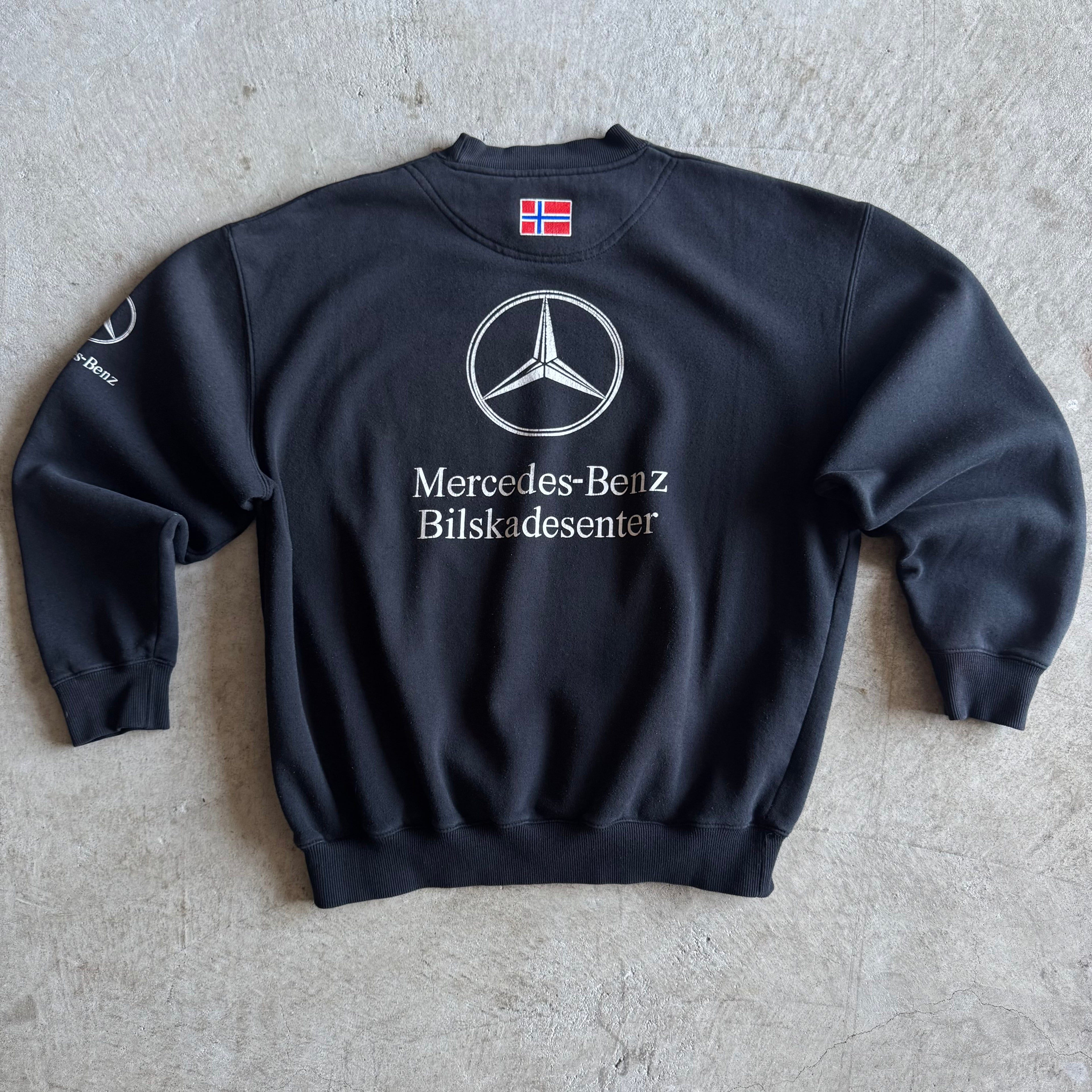 Vintage 2000s Mercedes-Benz SLR McLaren Bilskadesenter Pullover Sweater Size Large