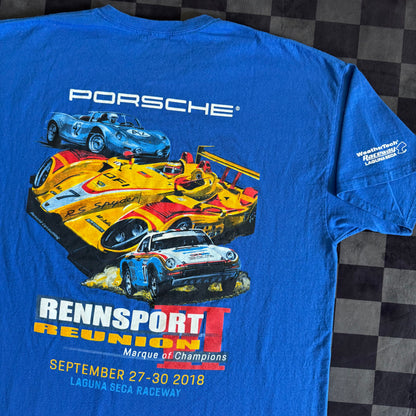 2018 Porsche Rennsport Reunion Laguna Seca Blue T Shirt XXL