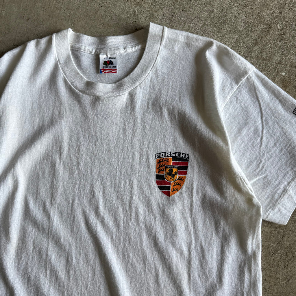 90s Porsche Crest White T Shirt (L)