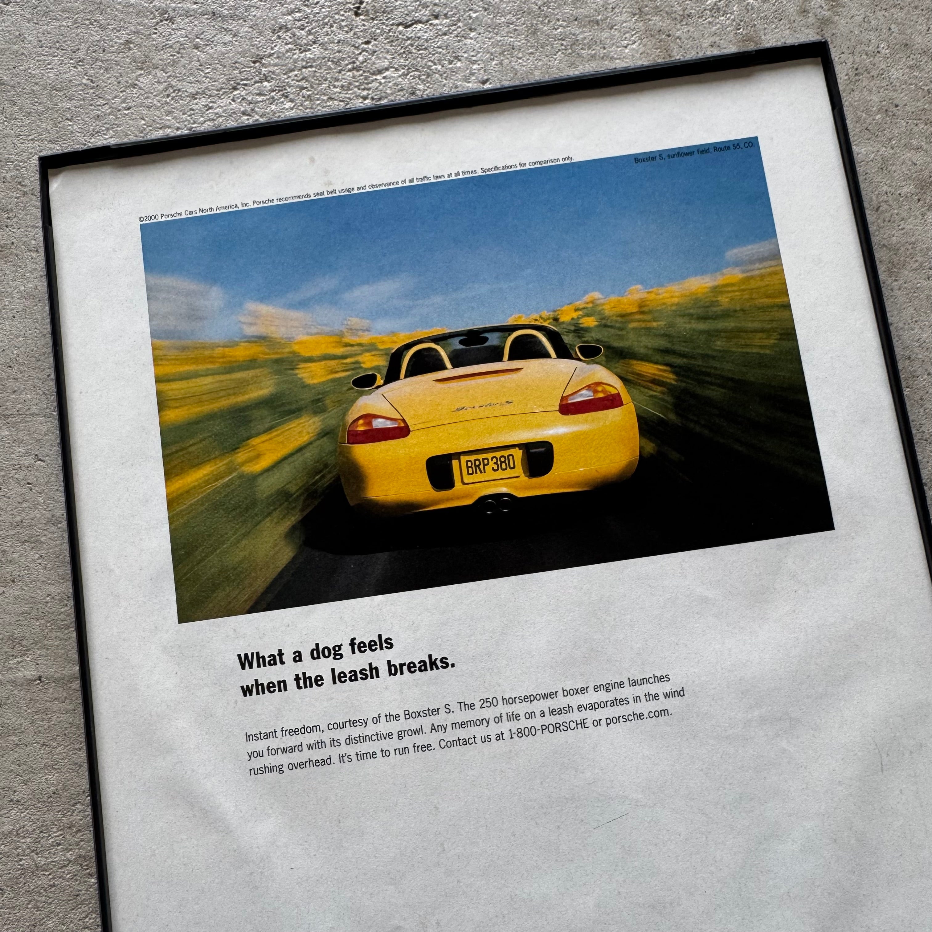 2000 Porsche What a Dogs Feels Boxster S Framed Advertisement