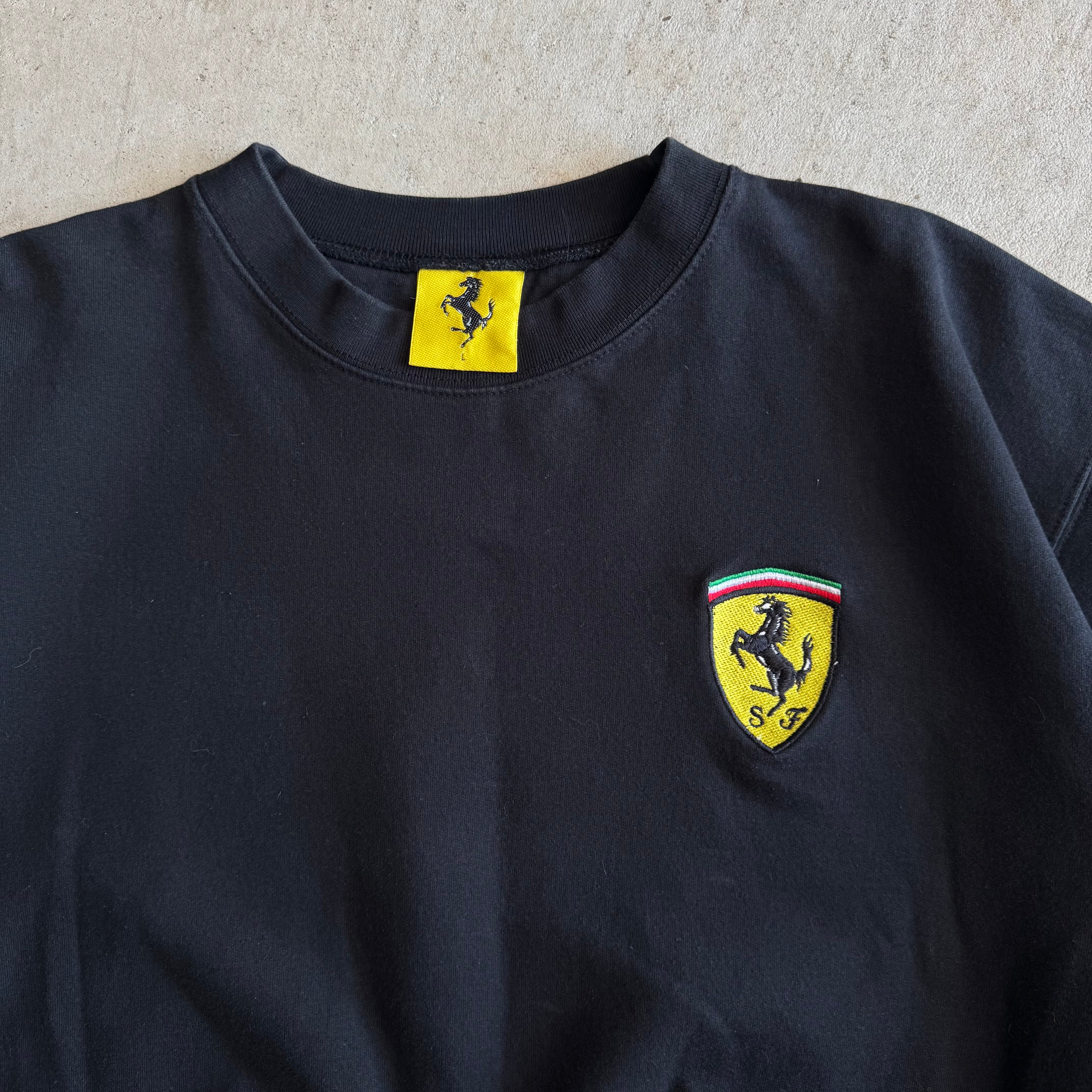 90s Ferrari Scuderia Embroidered Black Crewneck Sweater (Large)