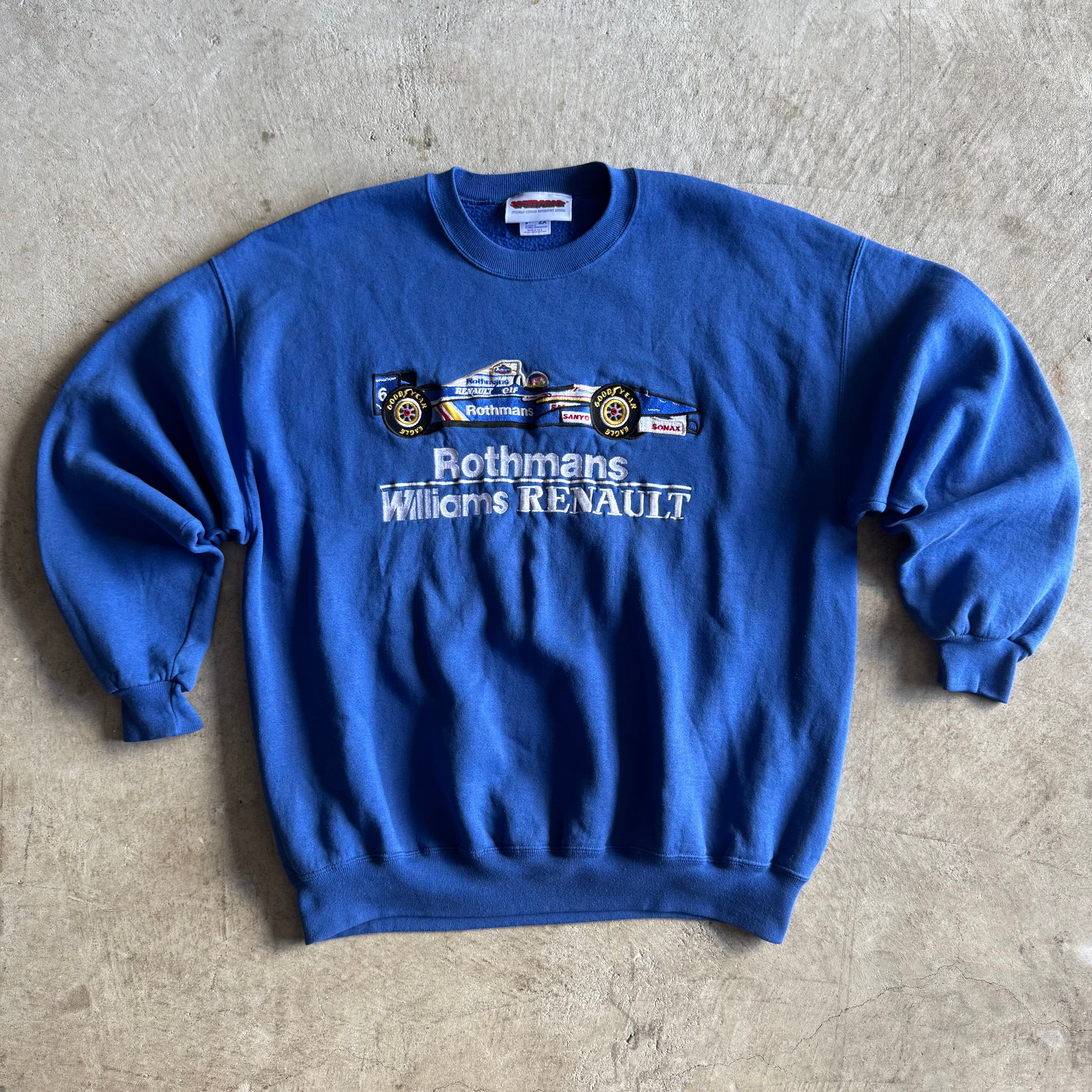 Vintage Rothmans Williams Renault F1 Formula Blue Crewneck Sweater Size XXL