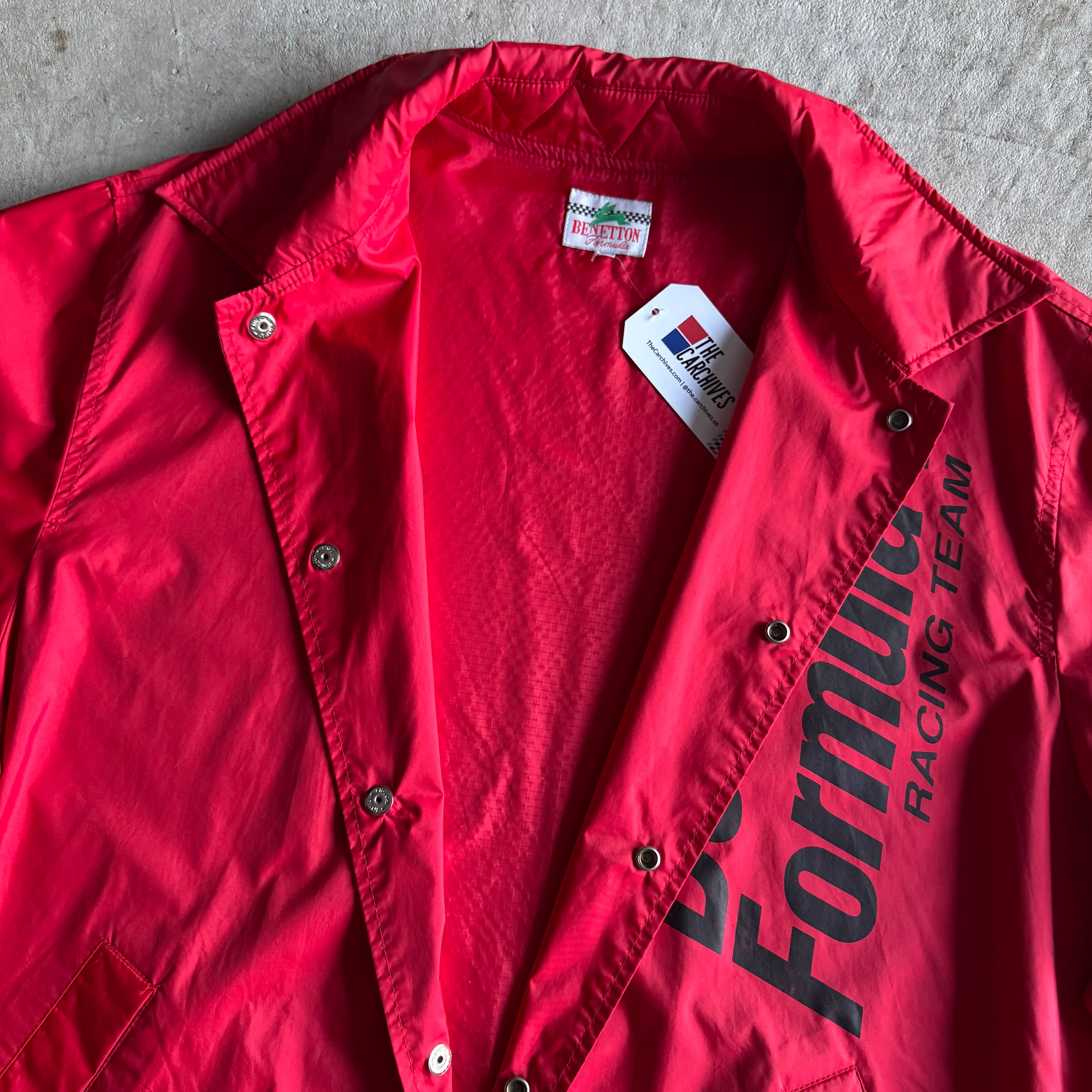 Vintage 90s Benetton Formula 1 F1 Racing Team Coat Jacket Size XL
