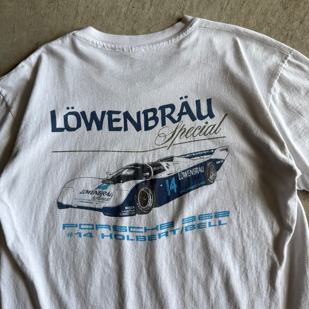 80s Porsche Lowenbrau Special 962 White T Shirt (XL)