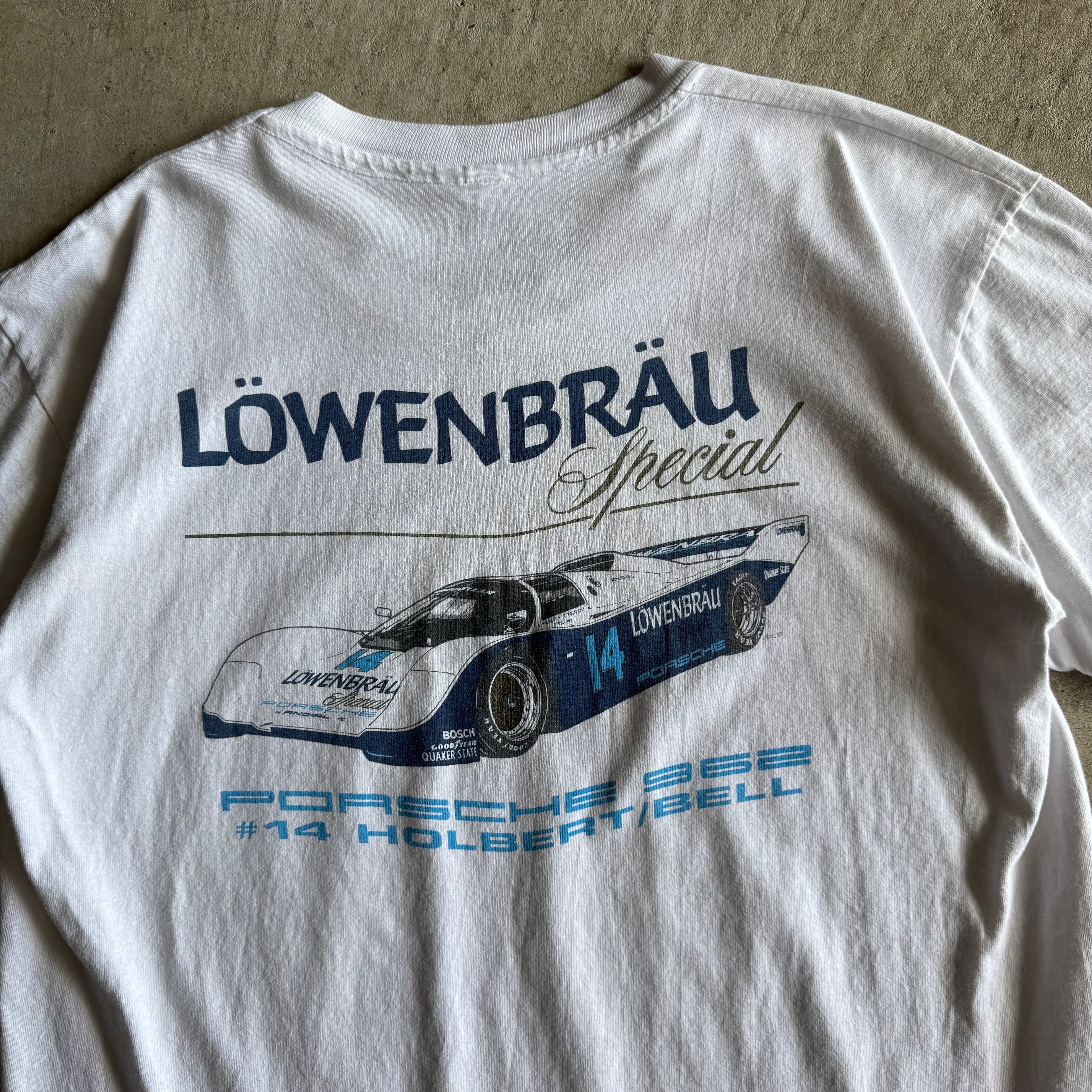 80s Porsche Lowenbrau Special 962 White T Shirt (XL)