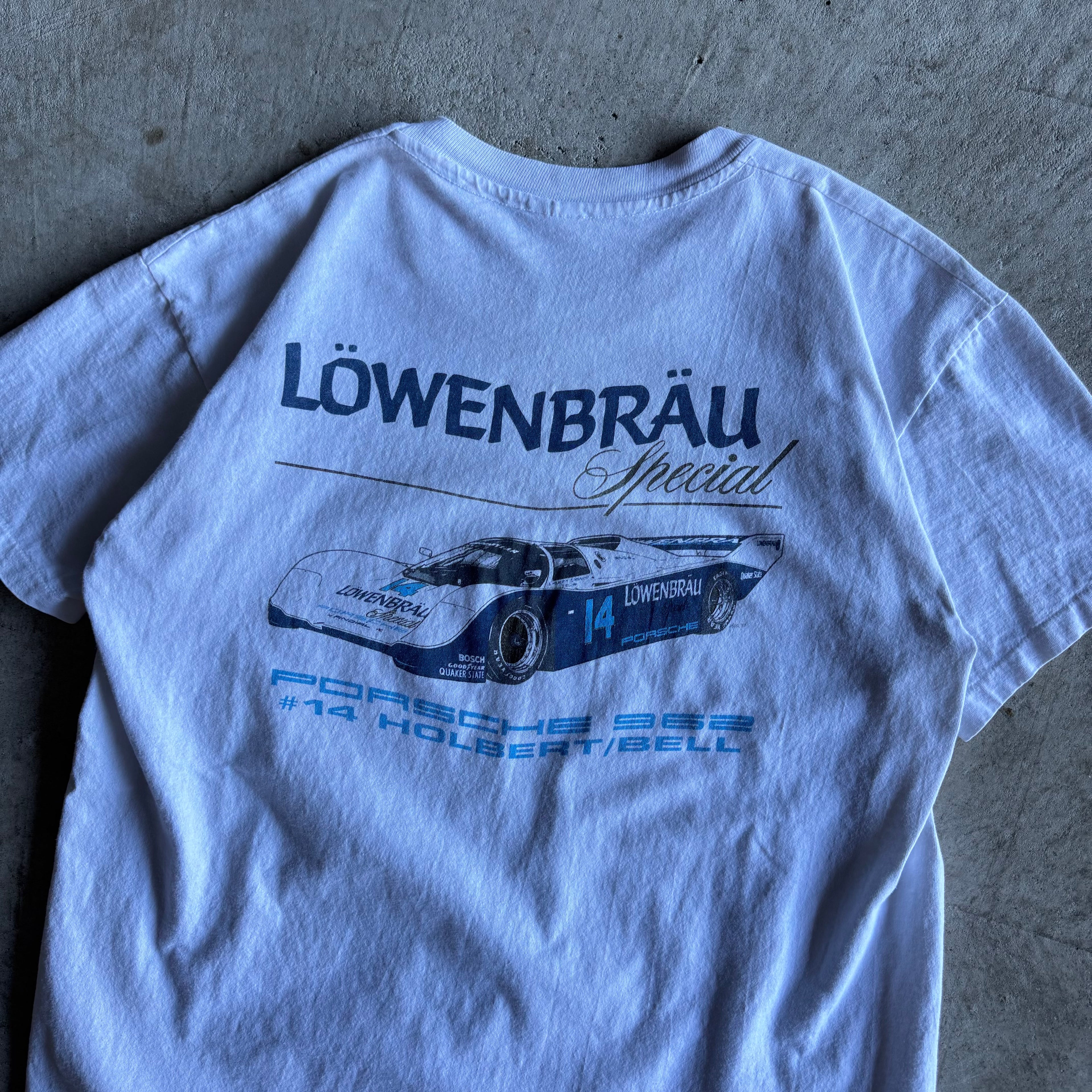 80s Porsche Lowenbrau Special 962 White T Shirt (XL)