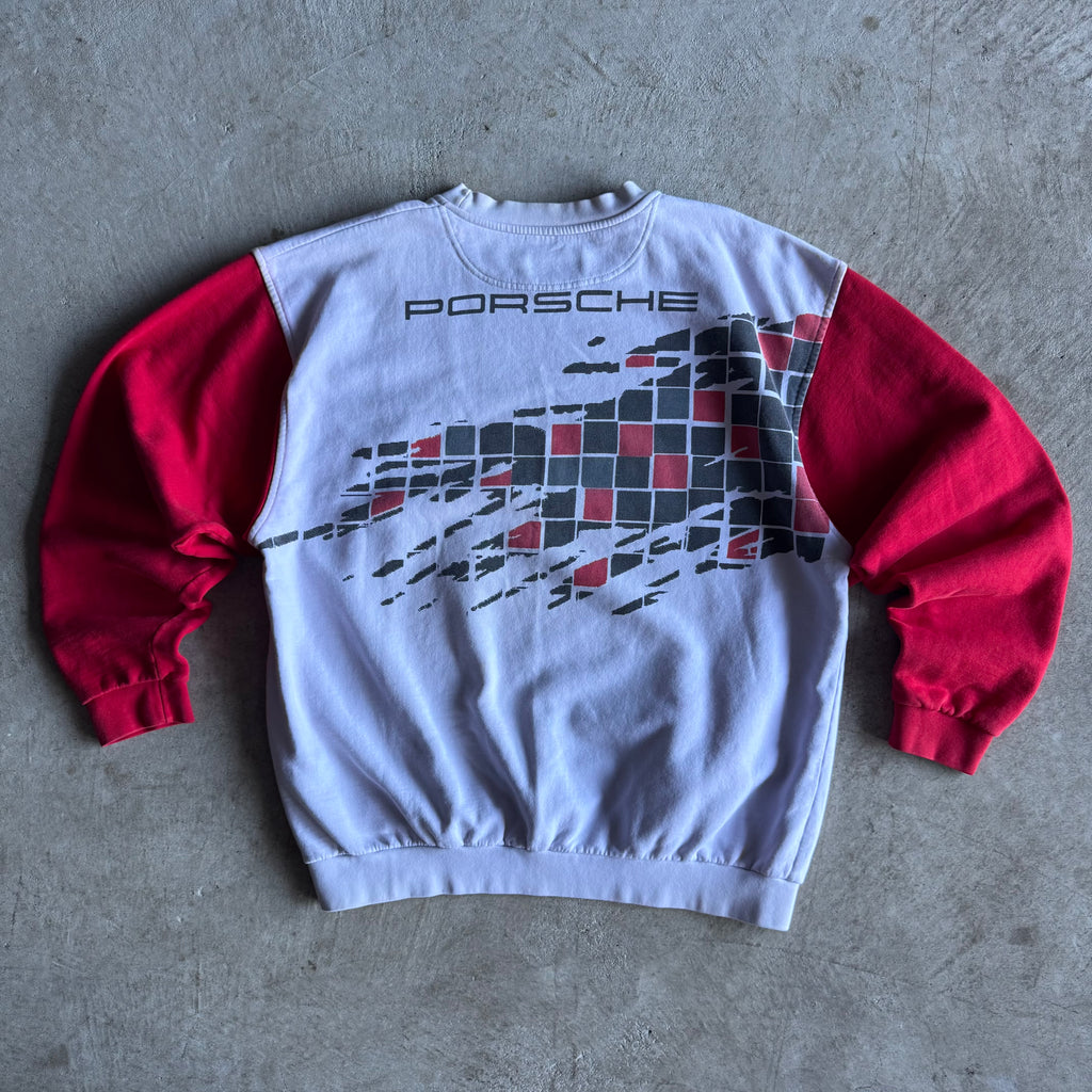 90s Porsche Selection Red Square Crewneck Sweater (XL)