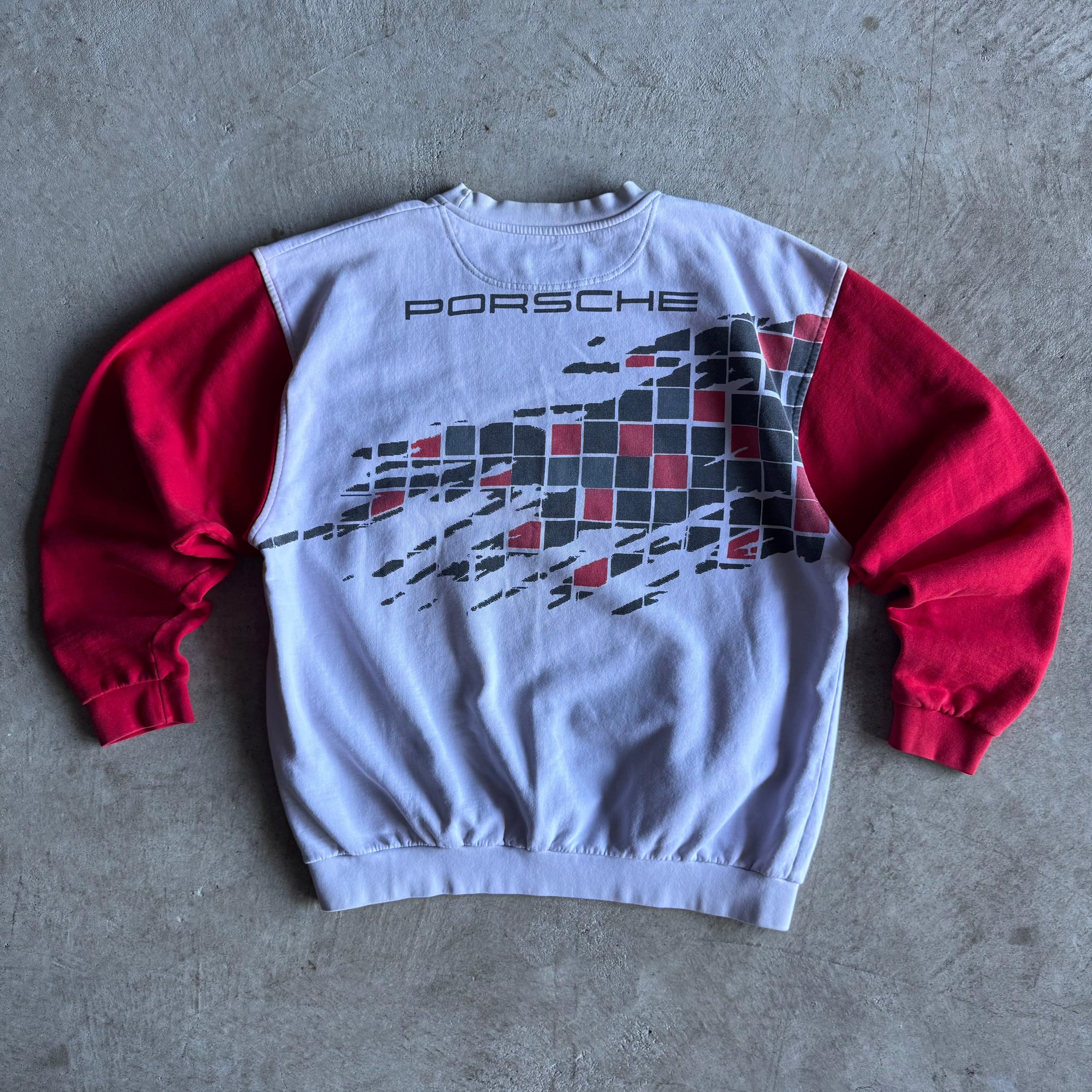 90s Porsche Selection Red Square Crewneck Sweater (XL)