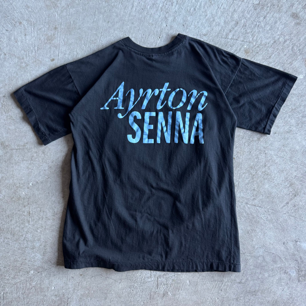 90s Ayrton Senna F1 Tribute Black T Shirt (L)