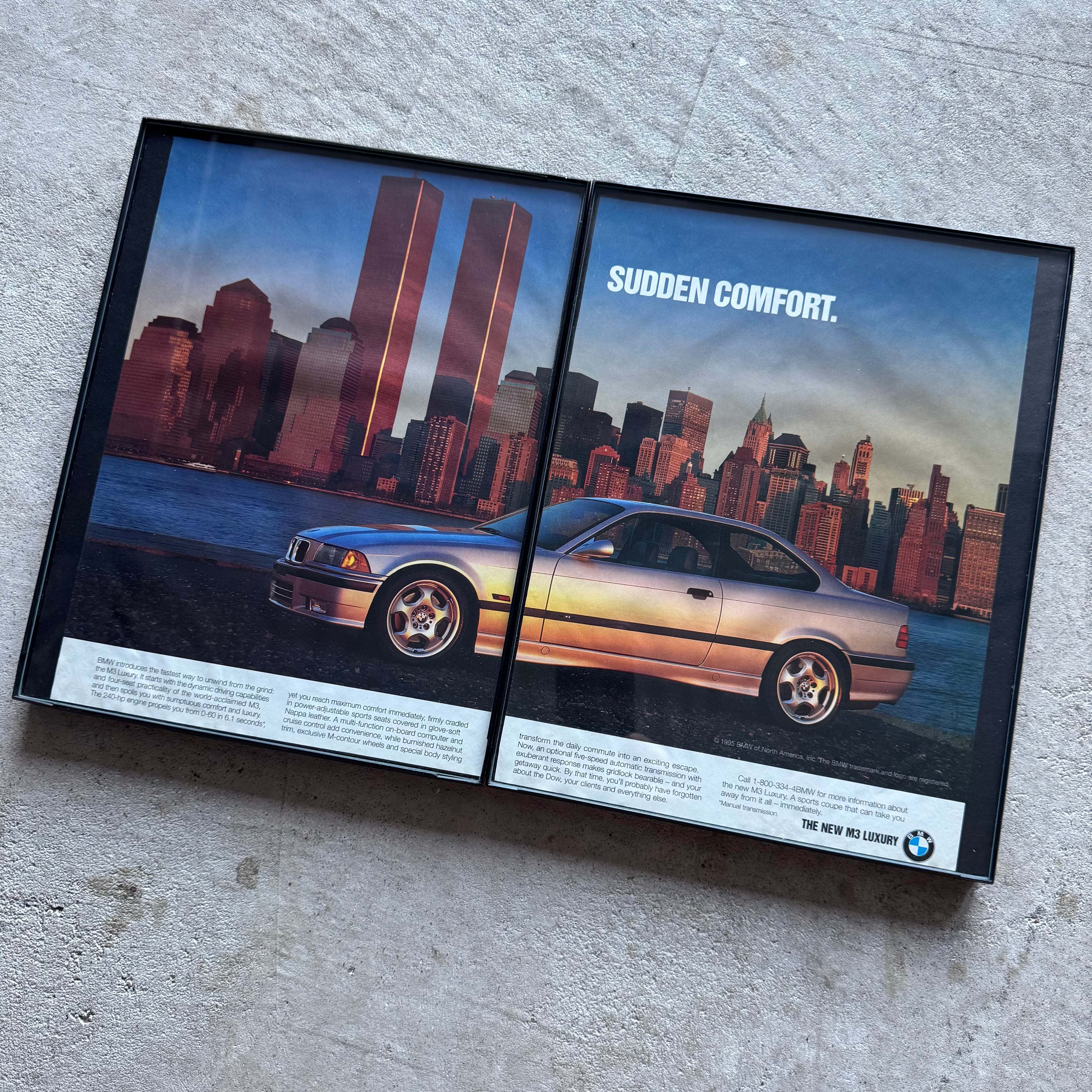 1995 BMW E36 M3 Coupe Sudden Comfort Framed Advertisement