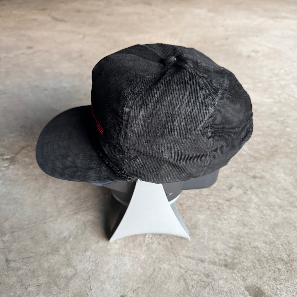 90s Porsche Spellout Black Corduroy Adjustable Snapback Hat