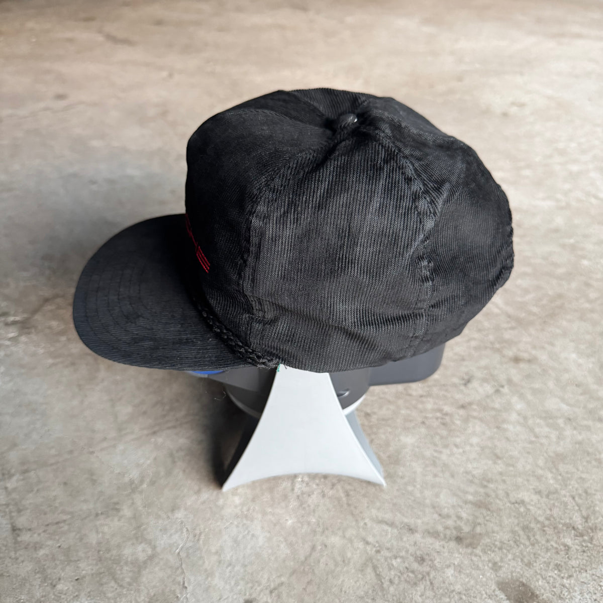 90s Porsche Spellout Black Corduroy Adjustable Snapback Hat