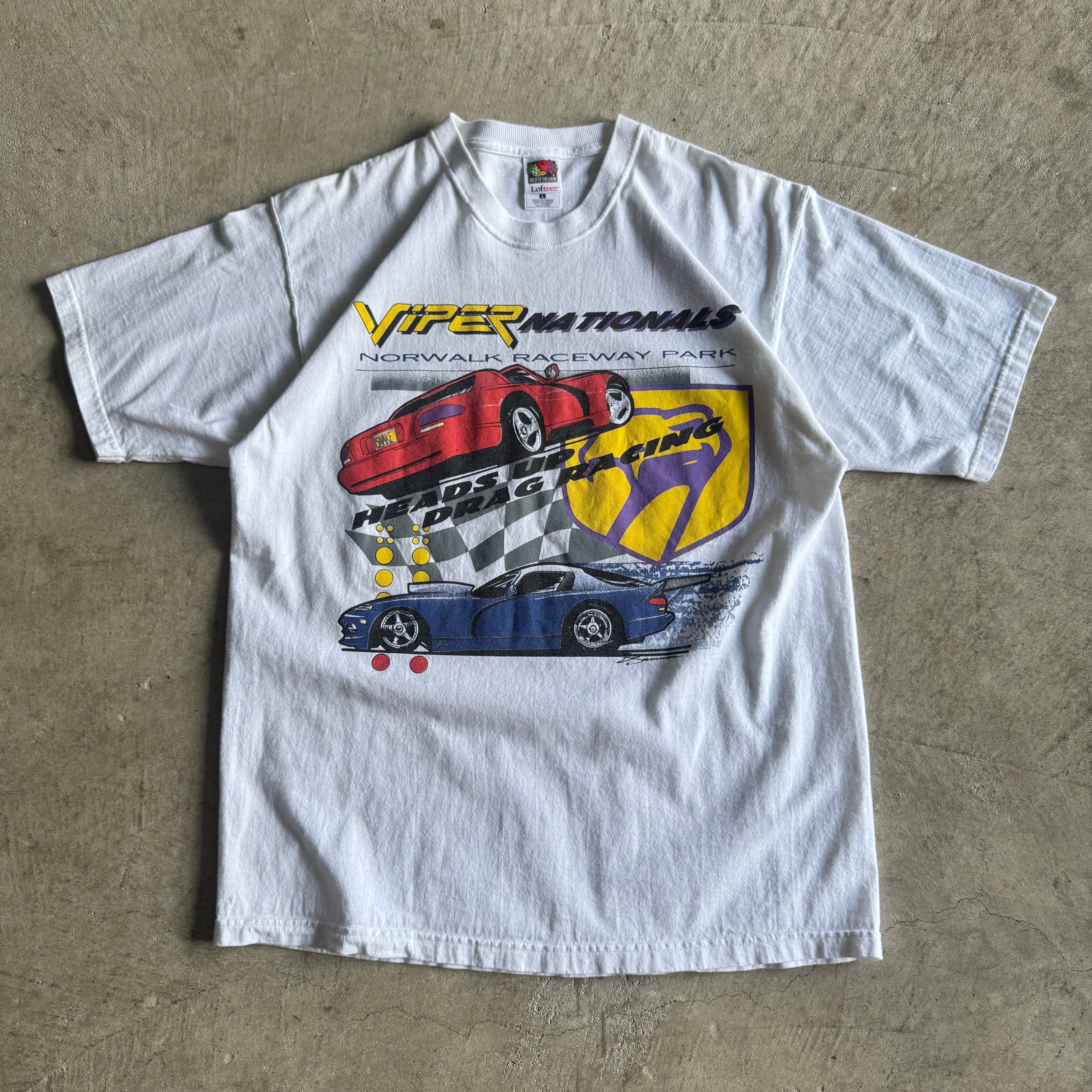 Vintage 1999 Dodge Viper Nationals Drag Racing White T Shirt Size Large