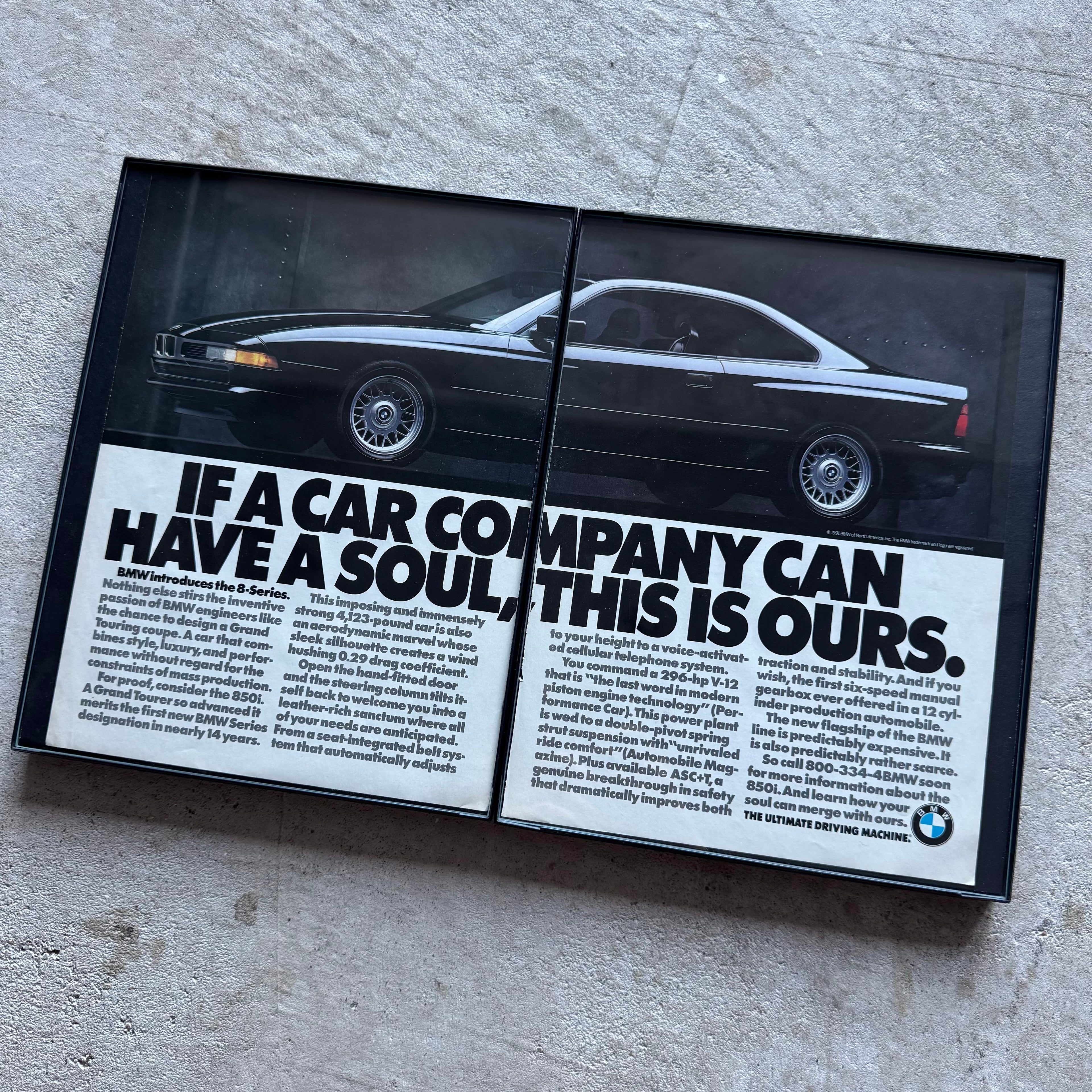 1994 BMW E31 850CSi V12 Framed Advertisement