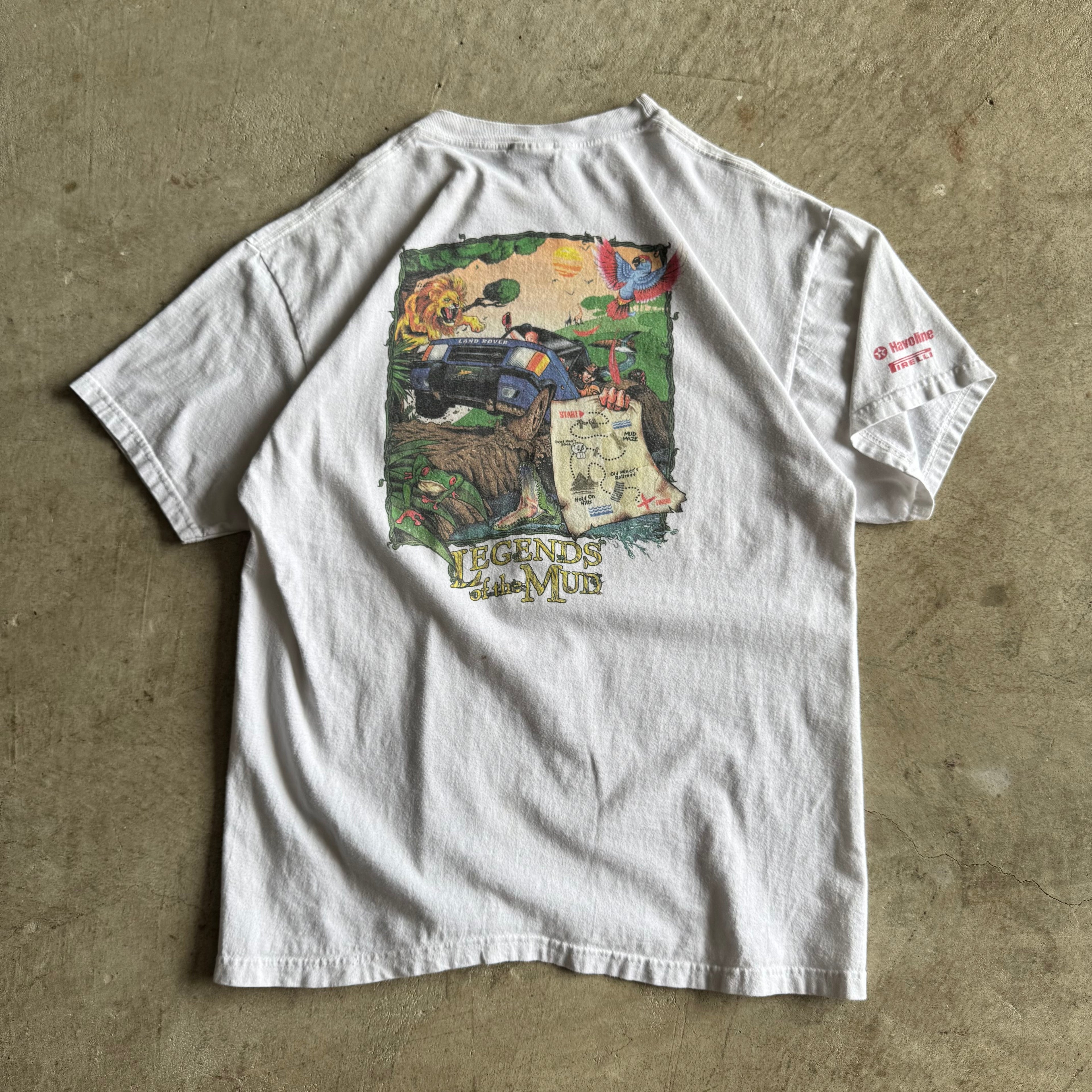 Vintage 2001 Land Rover Palm Beach Legends of the Mud White T Shirt Size XL