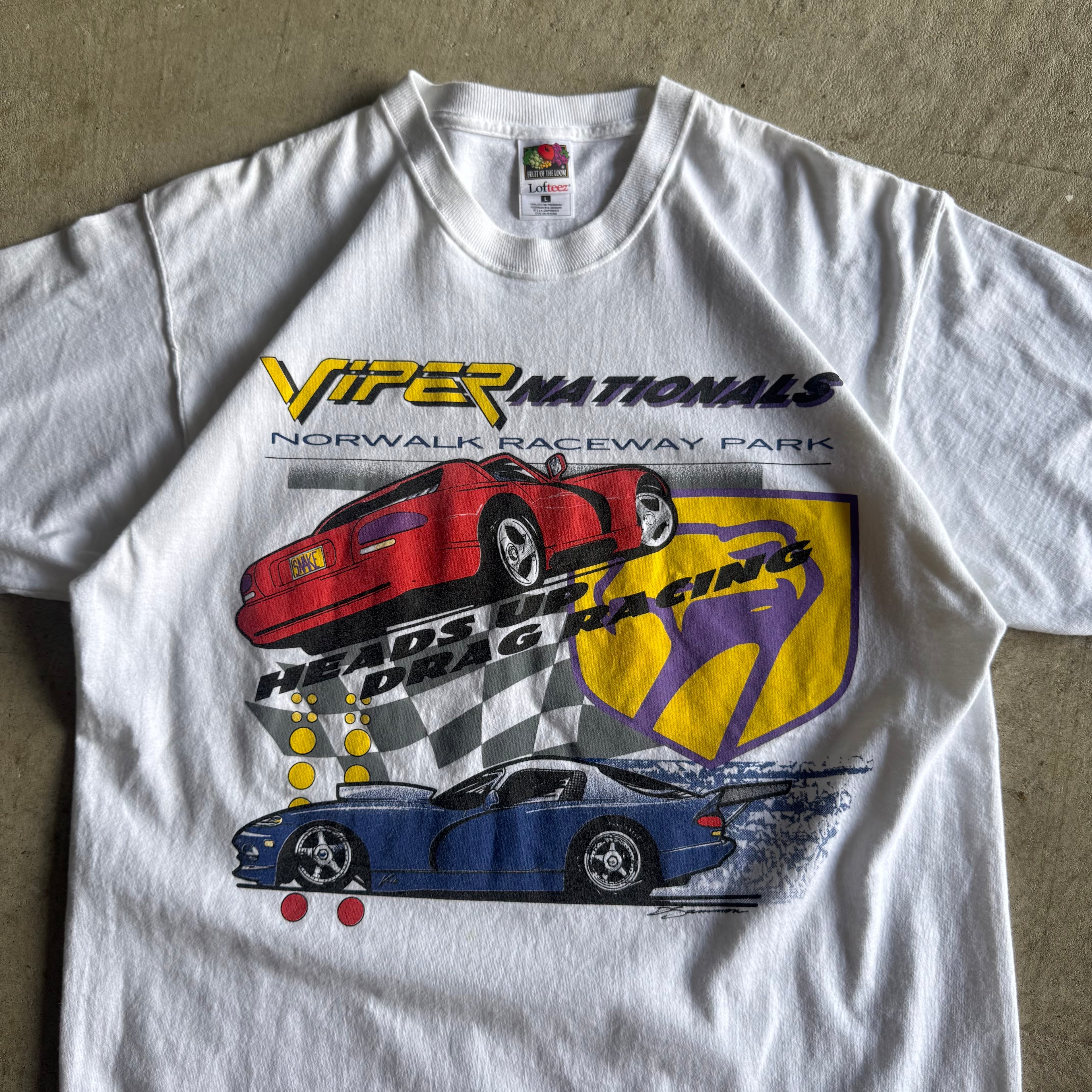 Vintage 1999 Dodge Viper Nationals Drag Racing White T Shirt Size Large