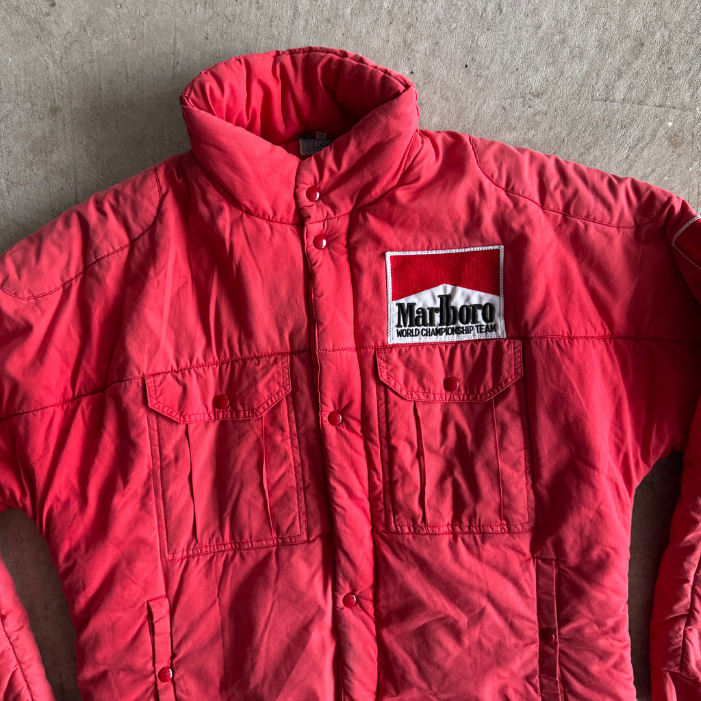 90s Marlboro Racing World Championship Team Red Puffer Jacket (L)