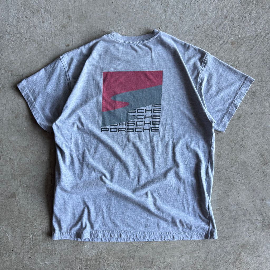 1995 Porsche Selection Motorsport Script Wave Grey T Shirt (XL)