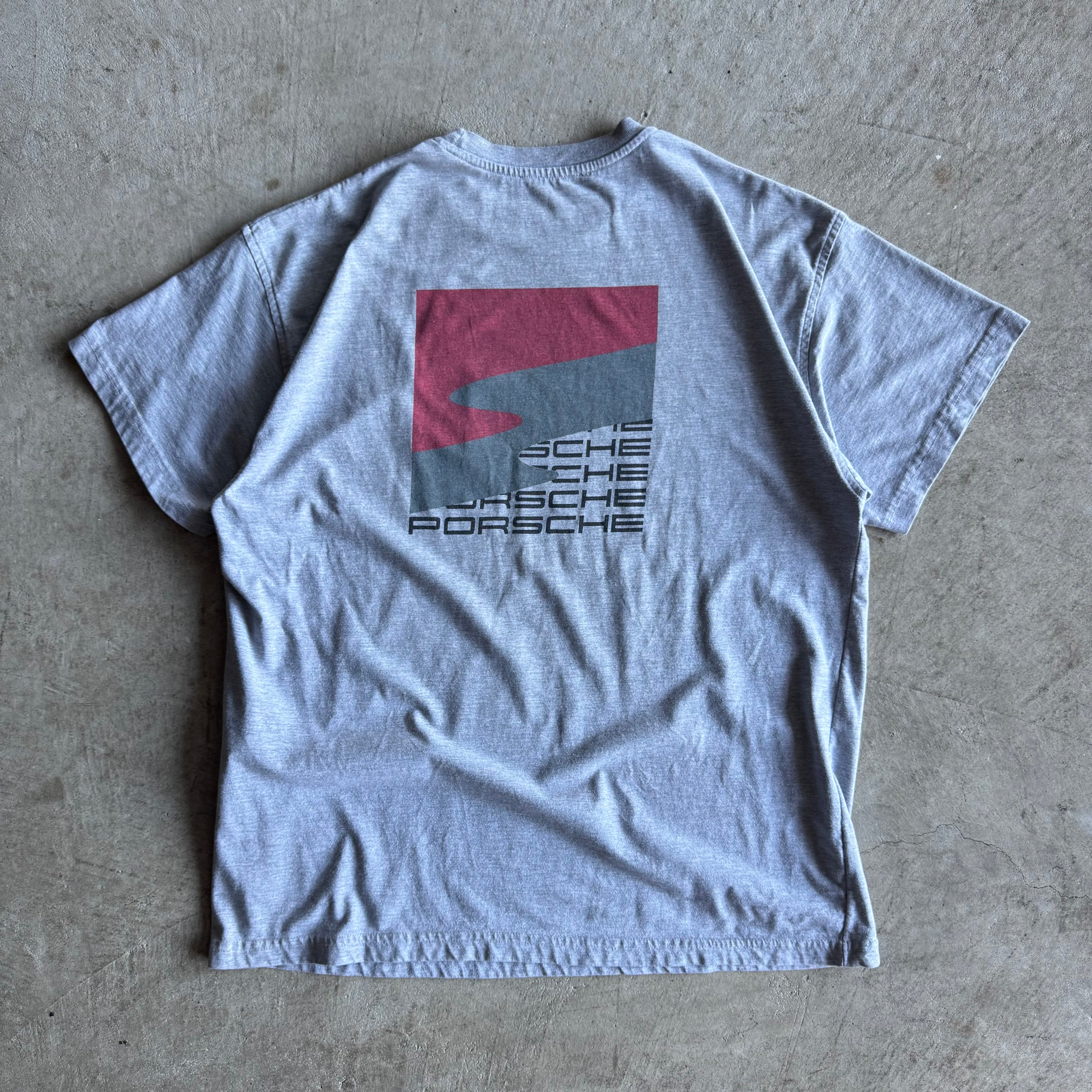 1995 Porsche Selection Motorsport Script Wave Grey T Shirt (XL)