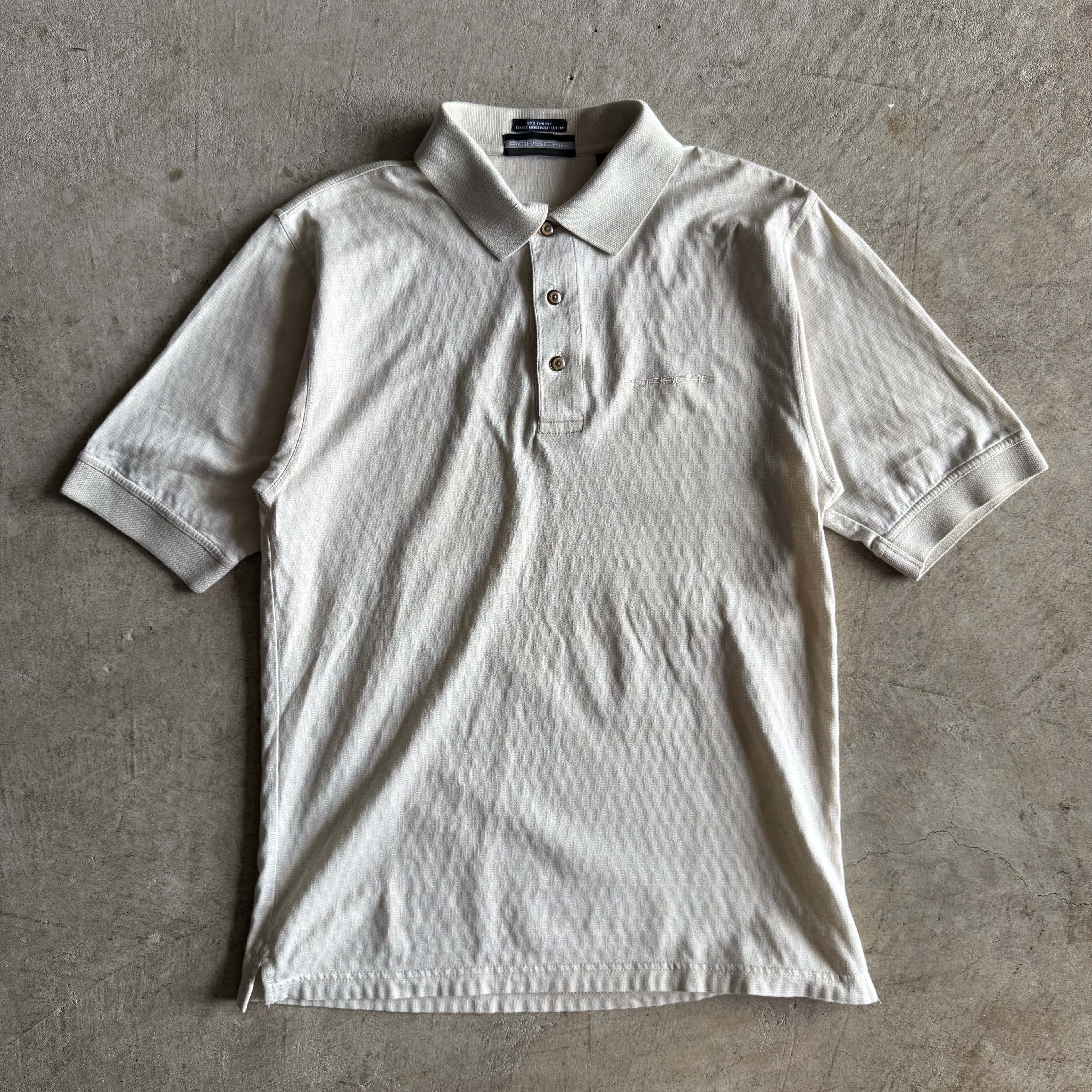 90s Porsche Selection Beige Embroidered Polo Shirt (M)