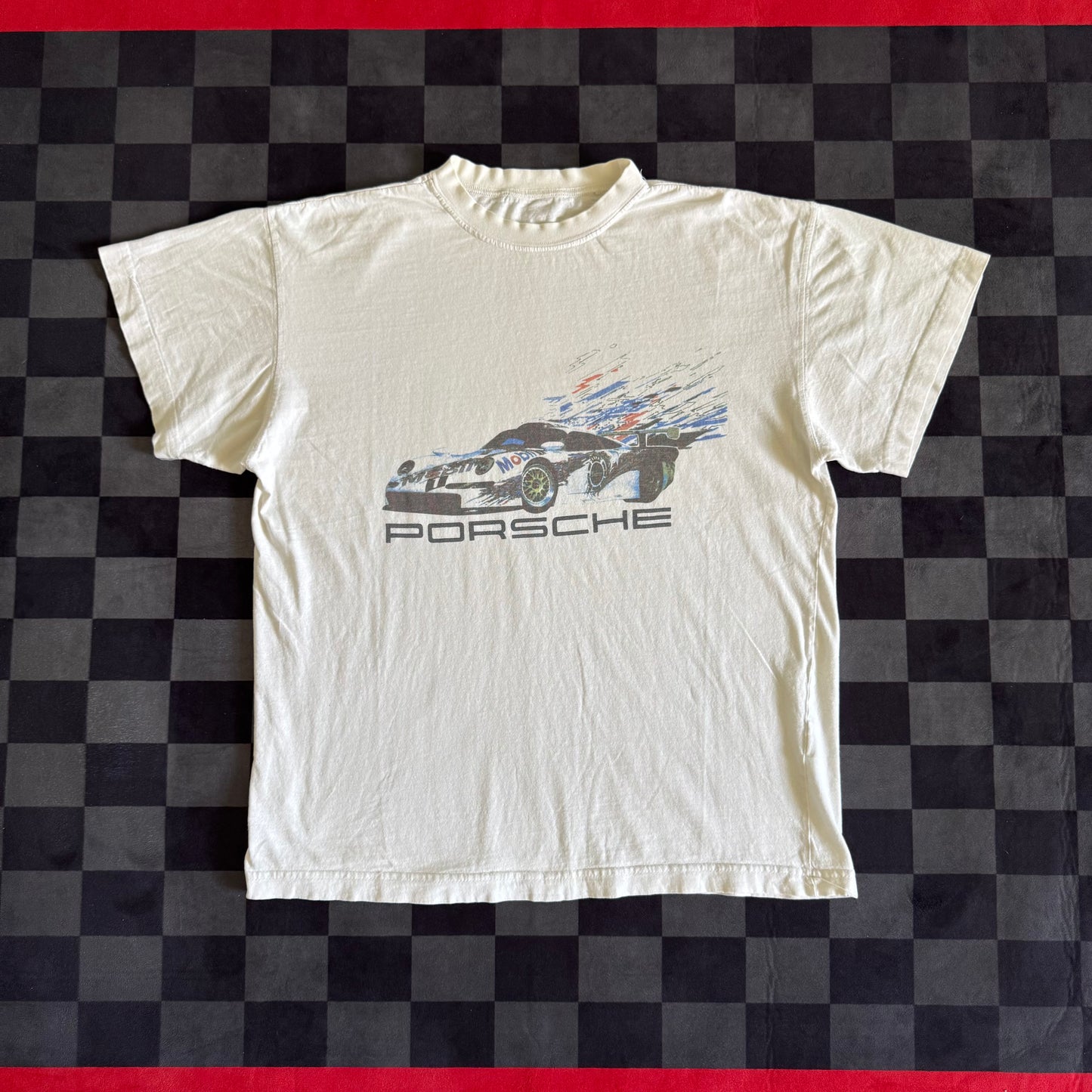 Vintage 90s Porsche 911 GT1 Mobil 1 White T Shirt Medium