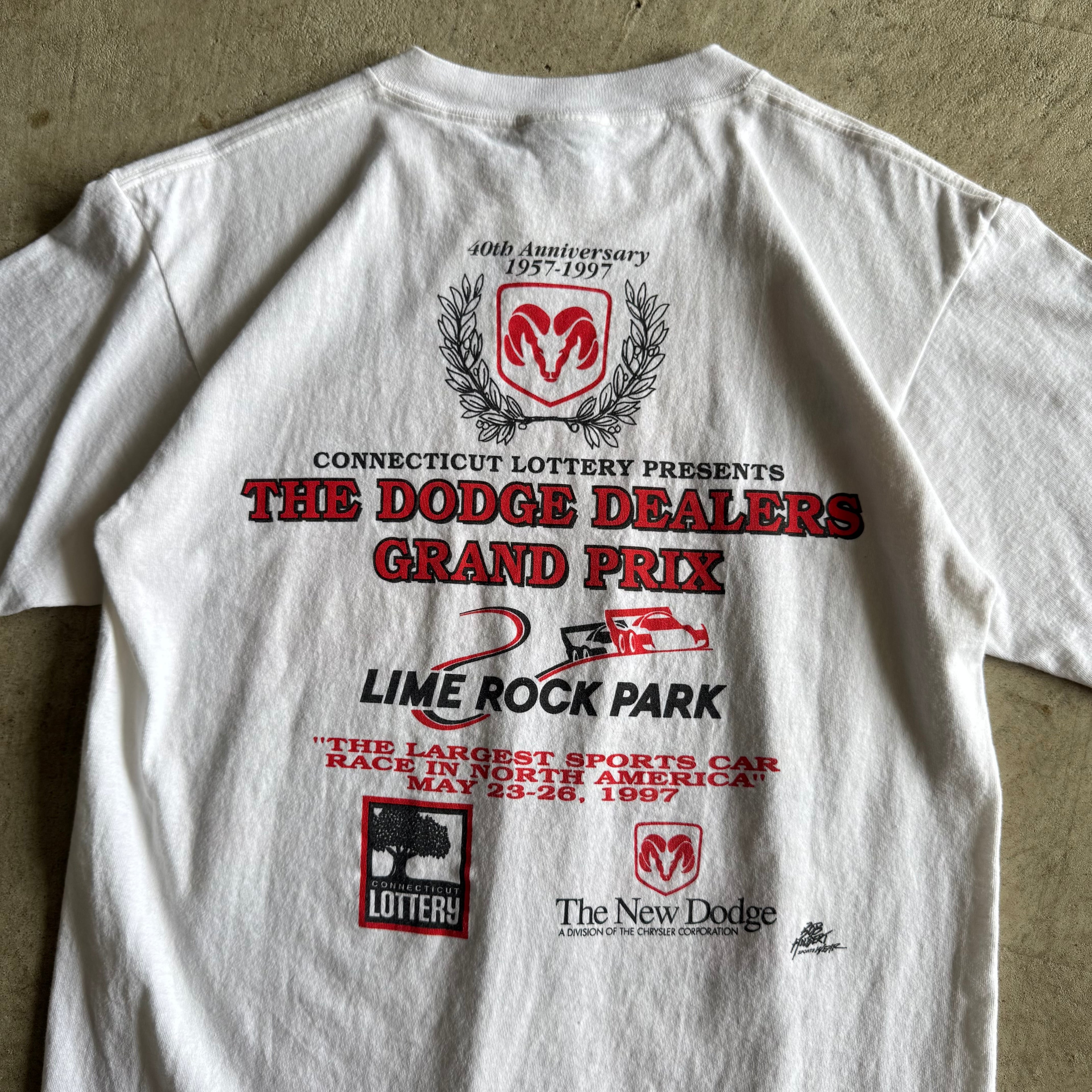 Vintage 90s 1997 Dodge Grand Prix Lime Rock T Shirt Size Medium