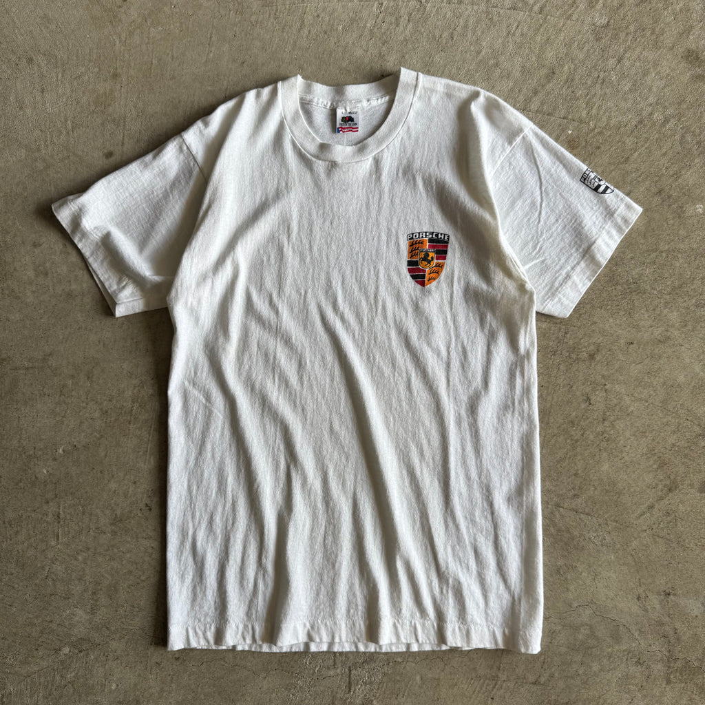 90s Porsche Crest White T Shirt (L)