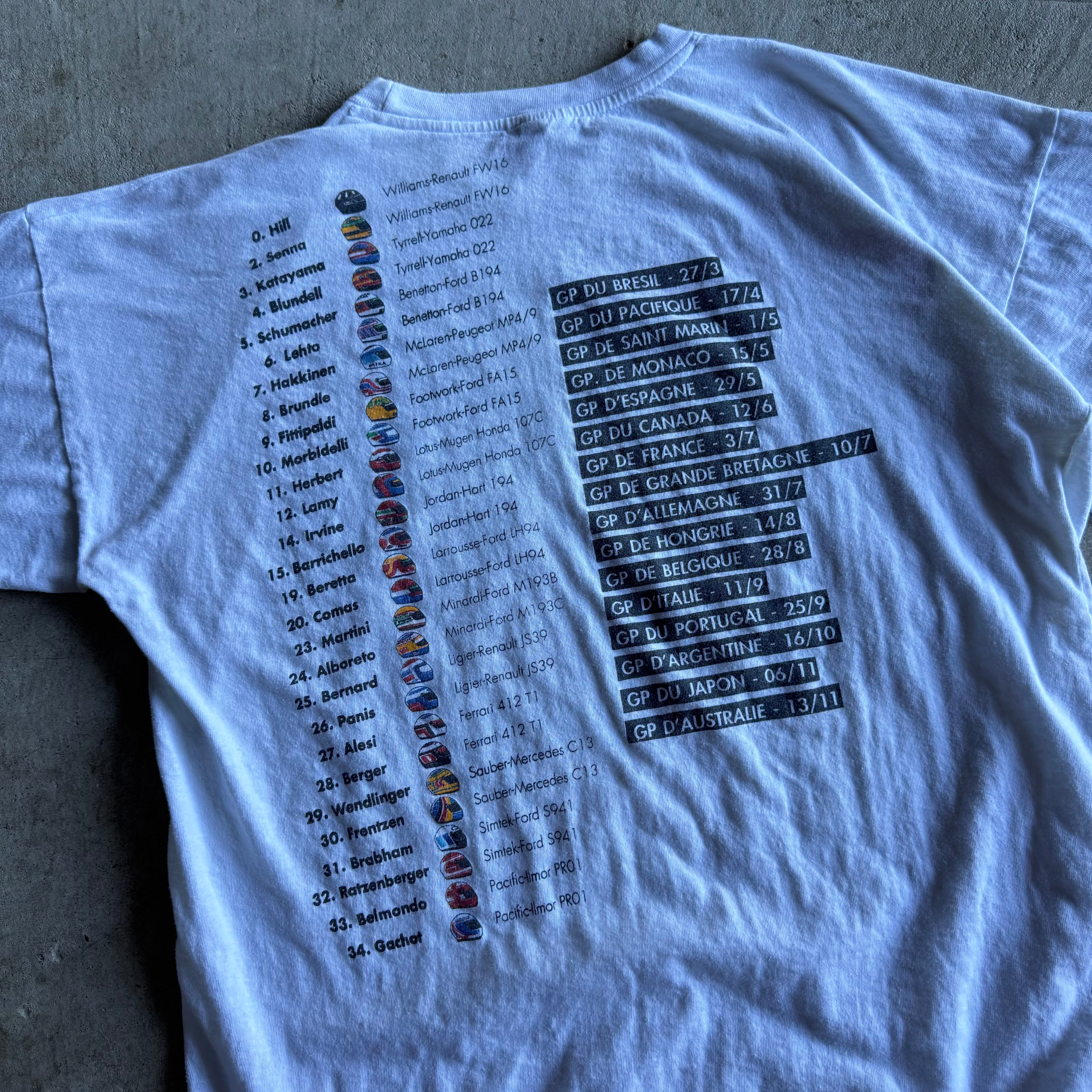 1994 Formula 1 Team Mild Seven Grid & Schedule T Shirt (L)