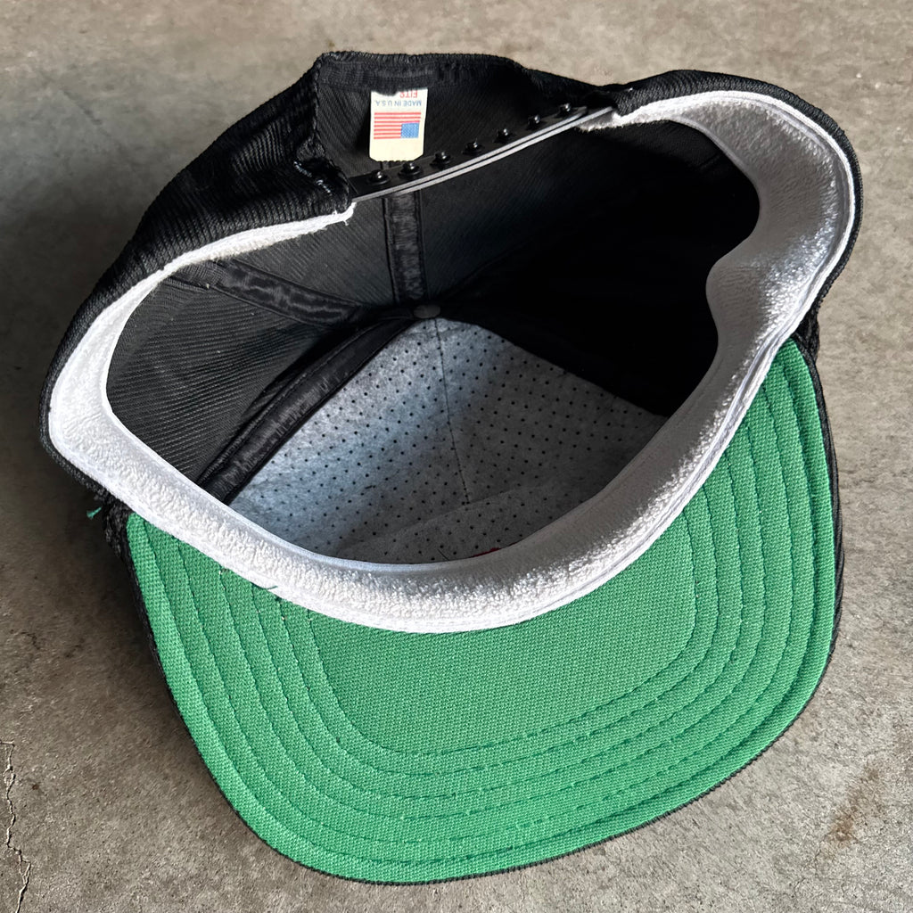 90s Porsche Spellout Black Corduroy Adjustable Snapback Hat