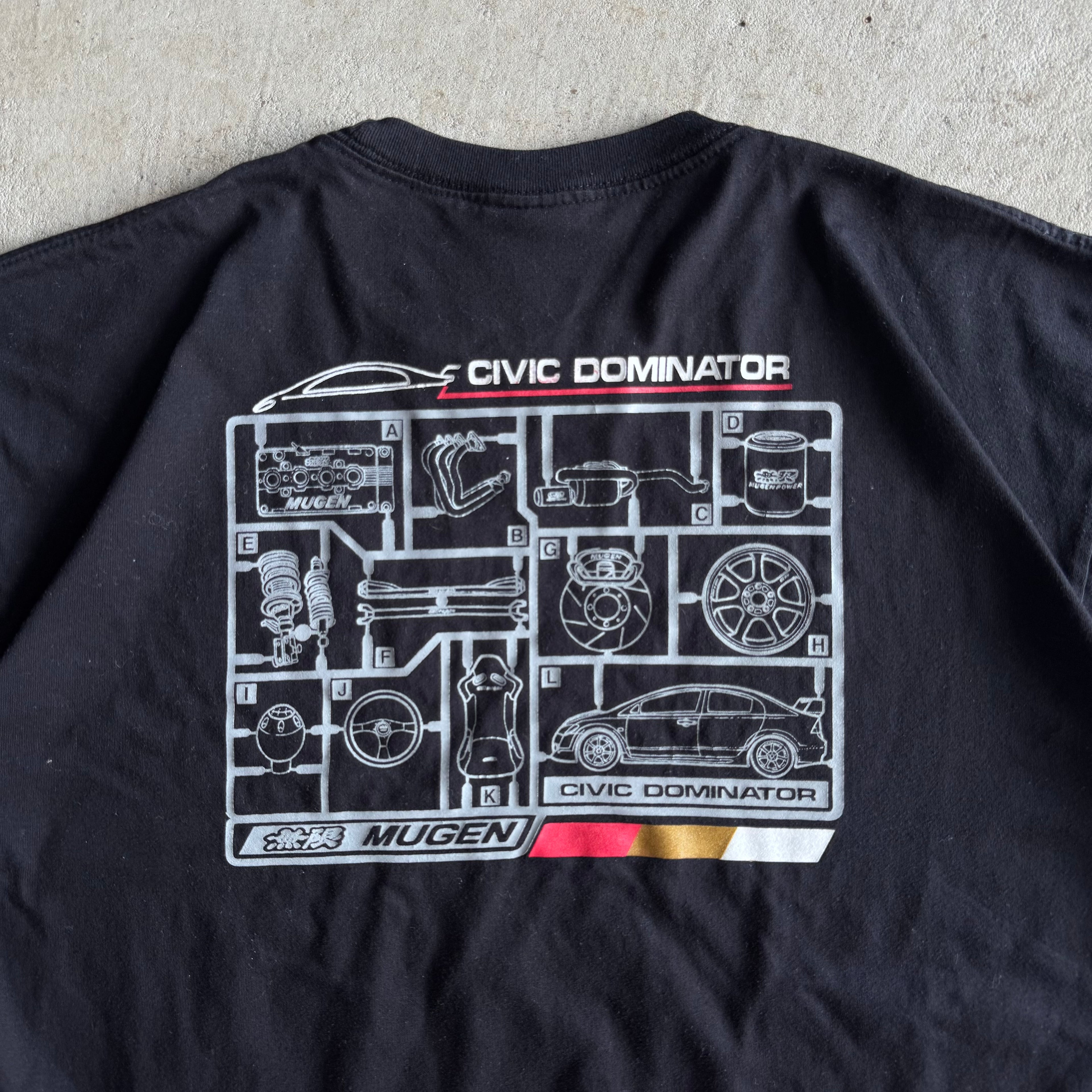 Vintage 2000s Mugen Sport Honda Civic Dominator Black T Shirt Size XL XXL