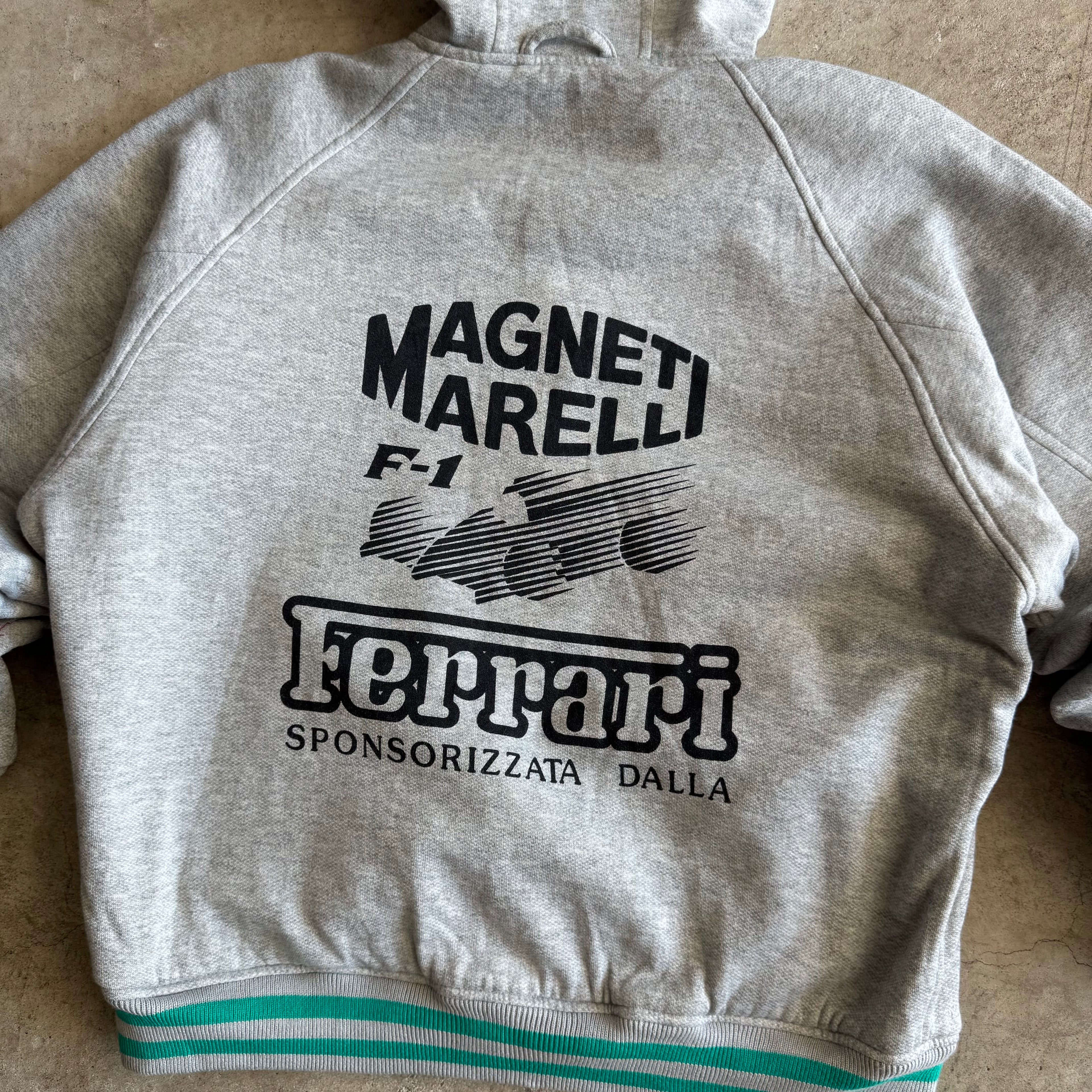 80s Ferarri Magnetti Merelli Reversible Green Grey Hooded Jacket (M)