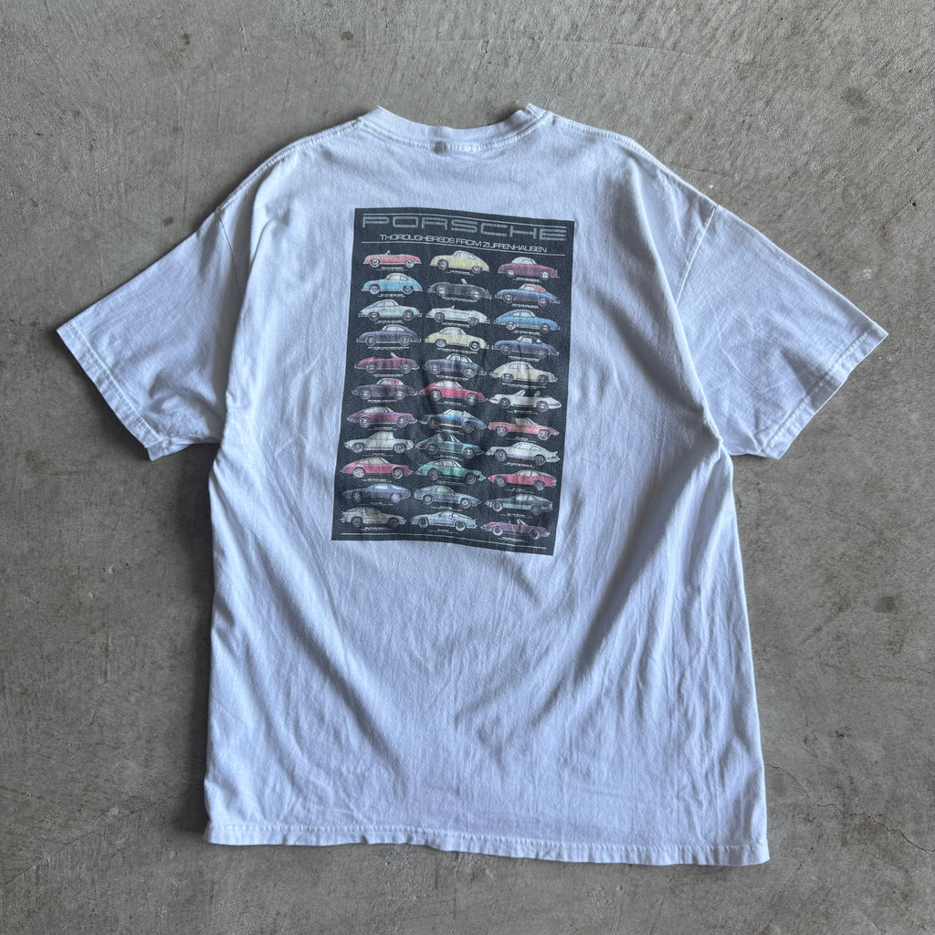 90s Porsche Thoroughbreds From Zuffenhausen White T Shirt (XL)