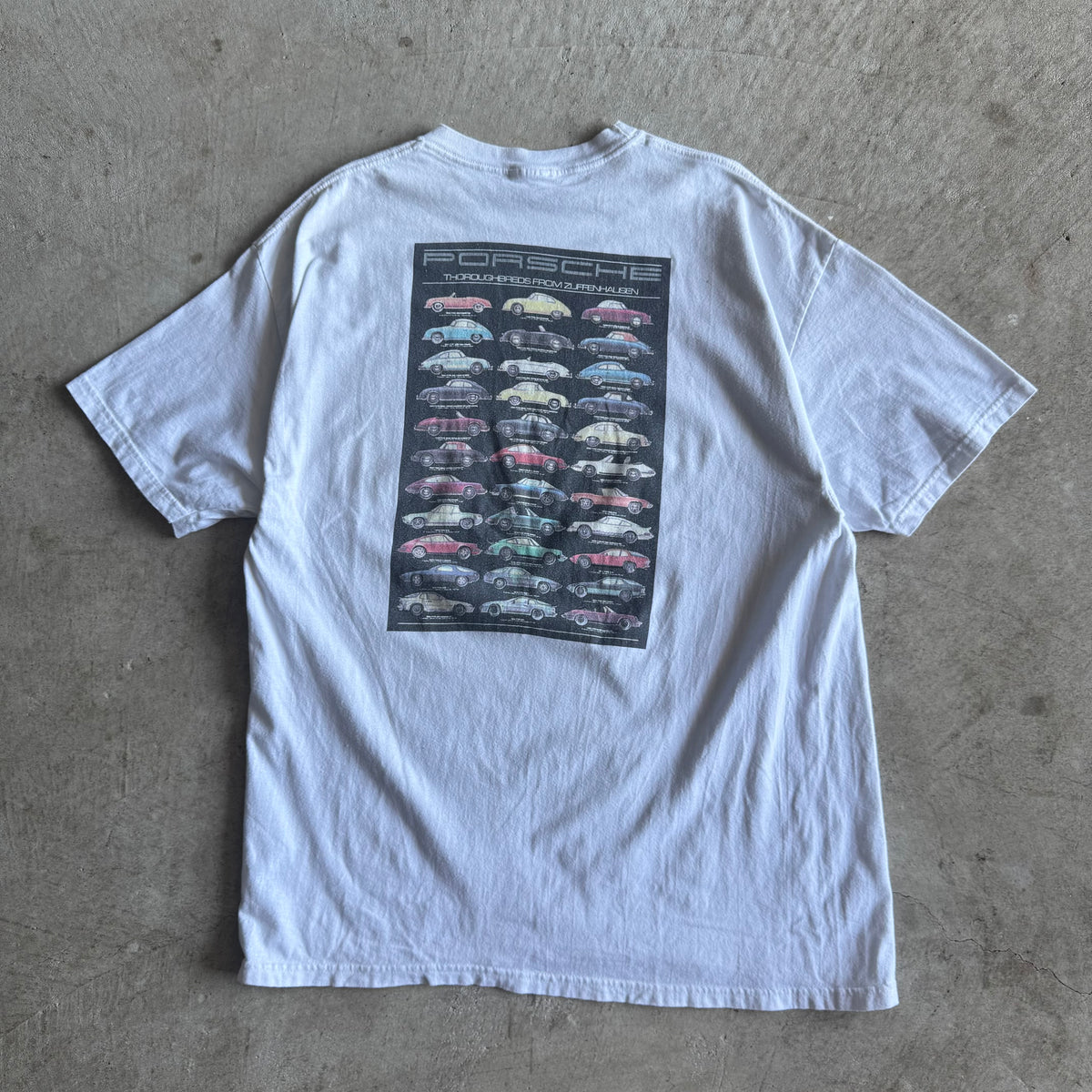 90s Porsche Thoroughbreds From Zuffenhausen White T Shirt (XL)