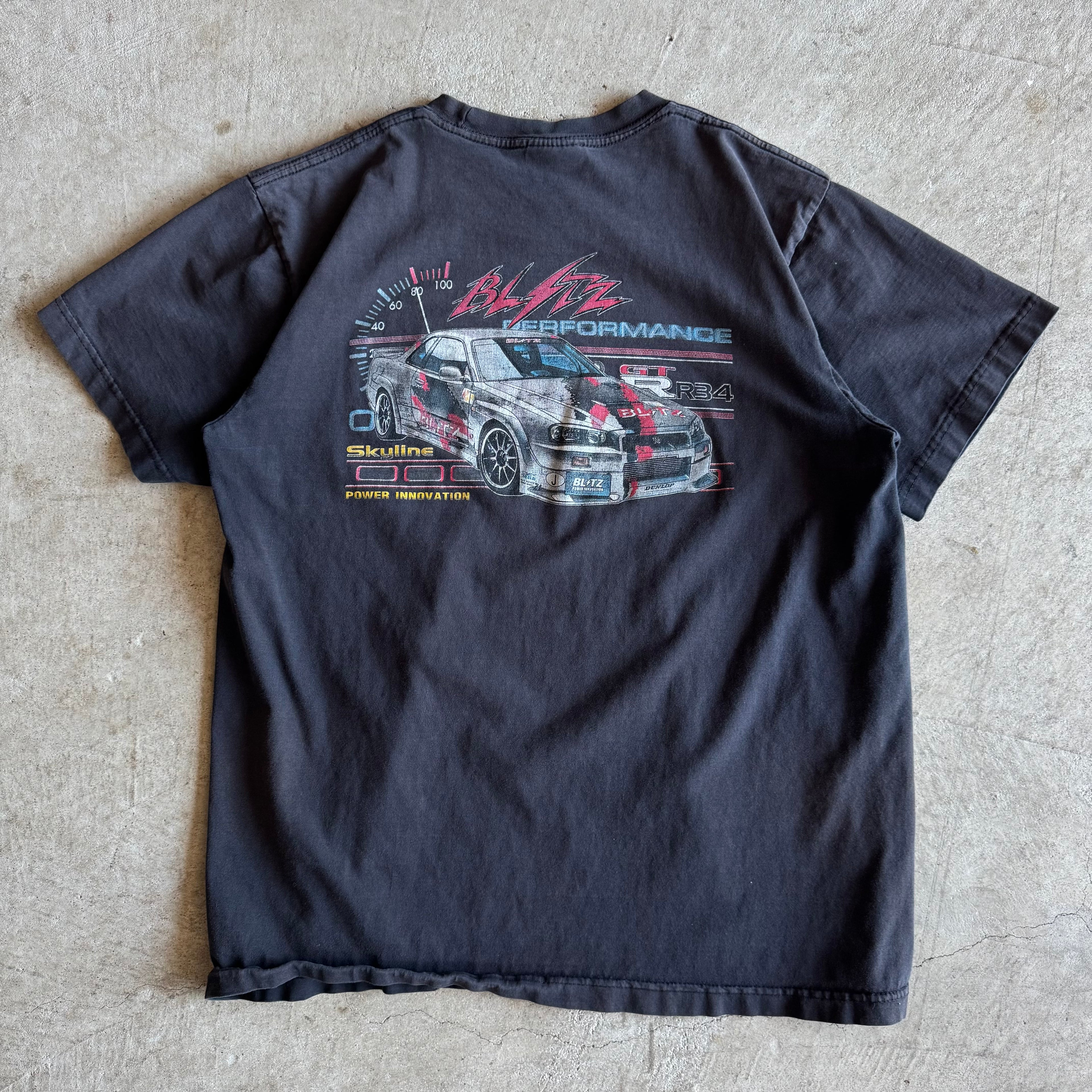 90s BLITZ Skyline GTR R34 Black T Shirt (M)