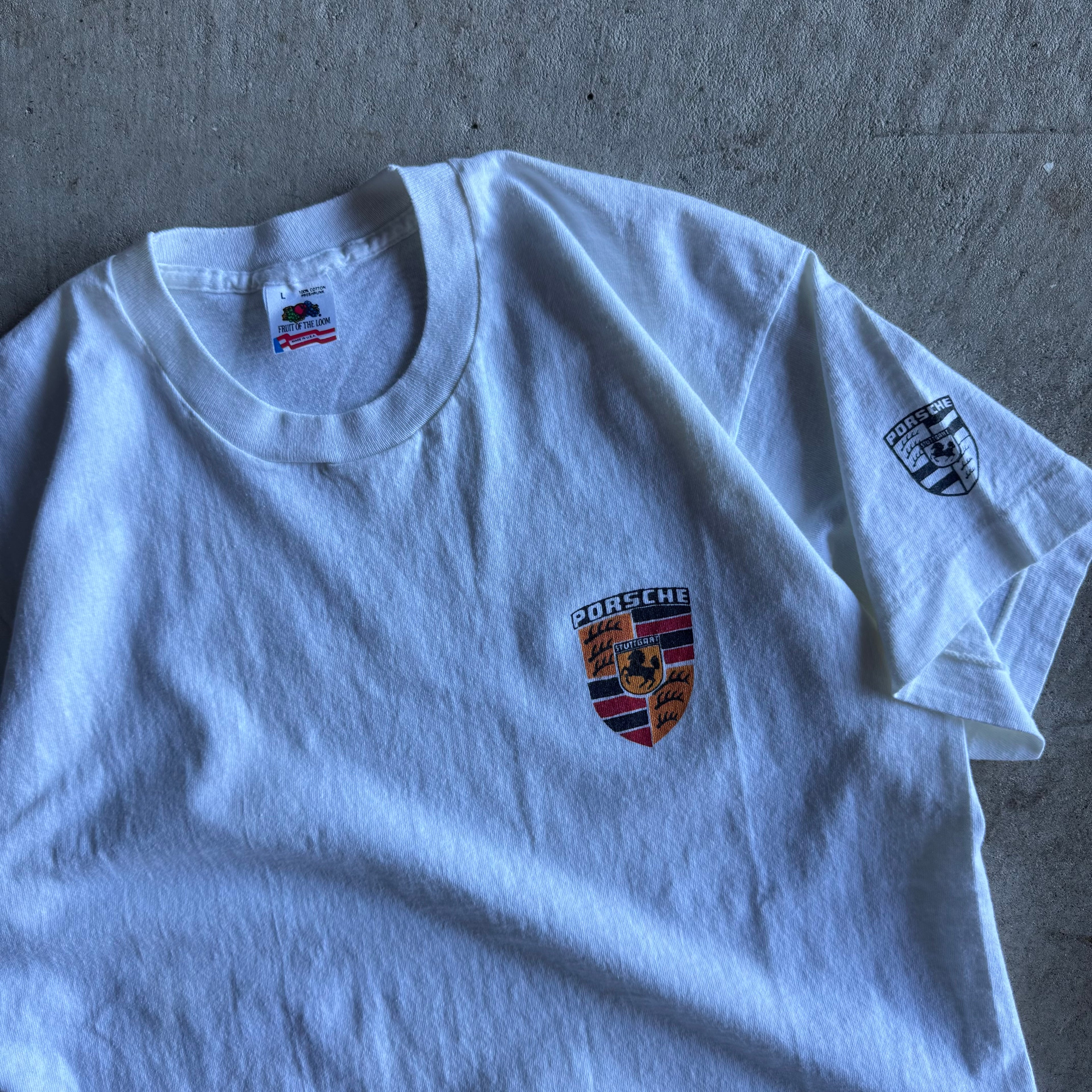 90s Porsche Crest White T Shirt (L)