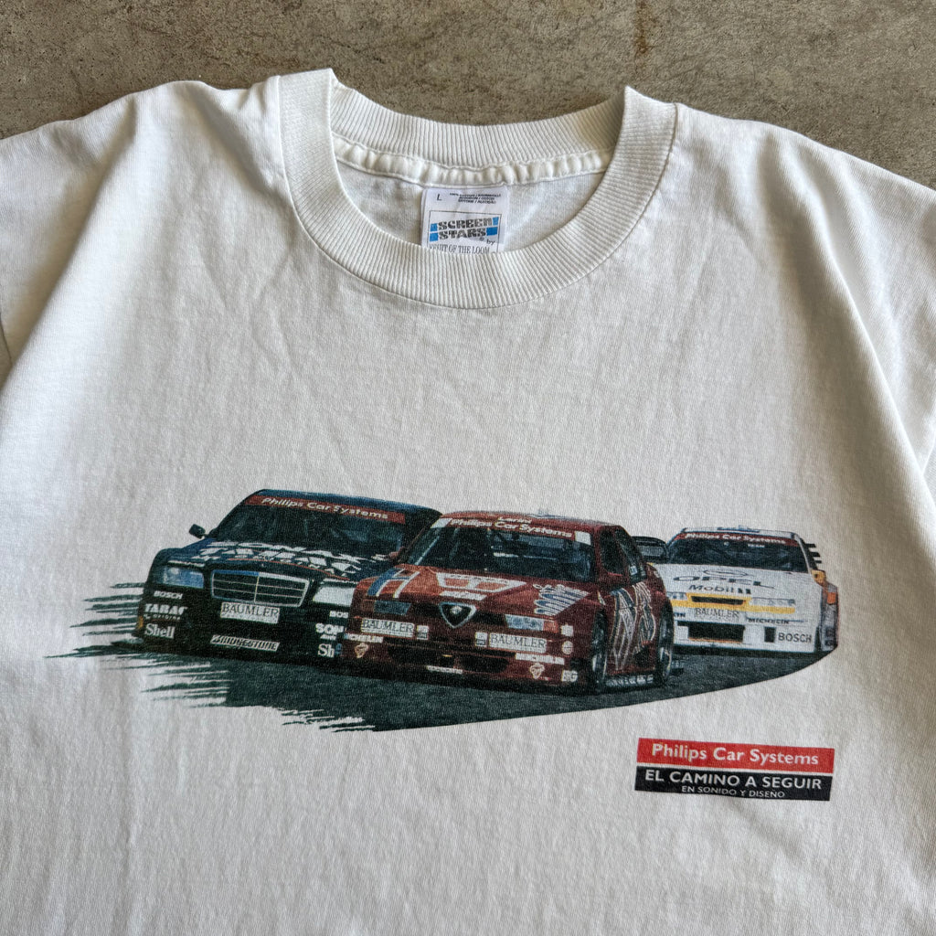 90s Phillips Car Stereo DTM Racing White T Shirt (L)