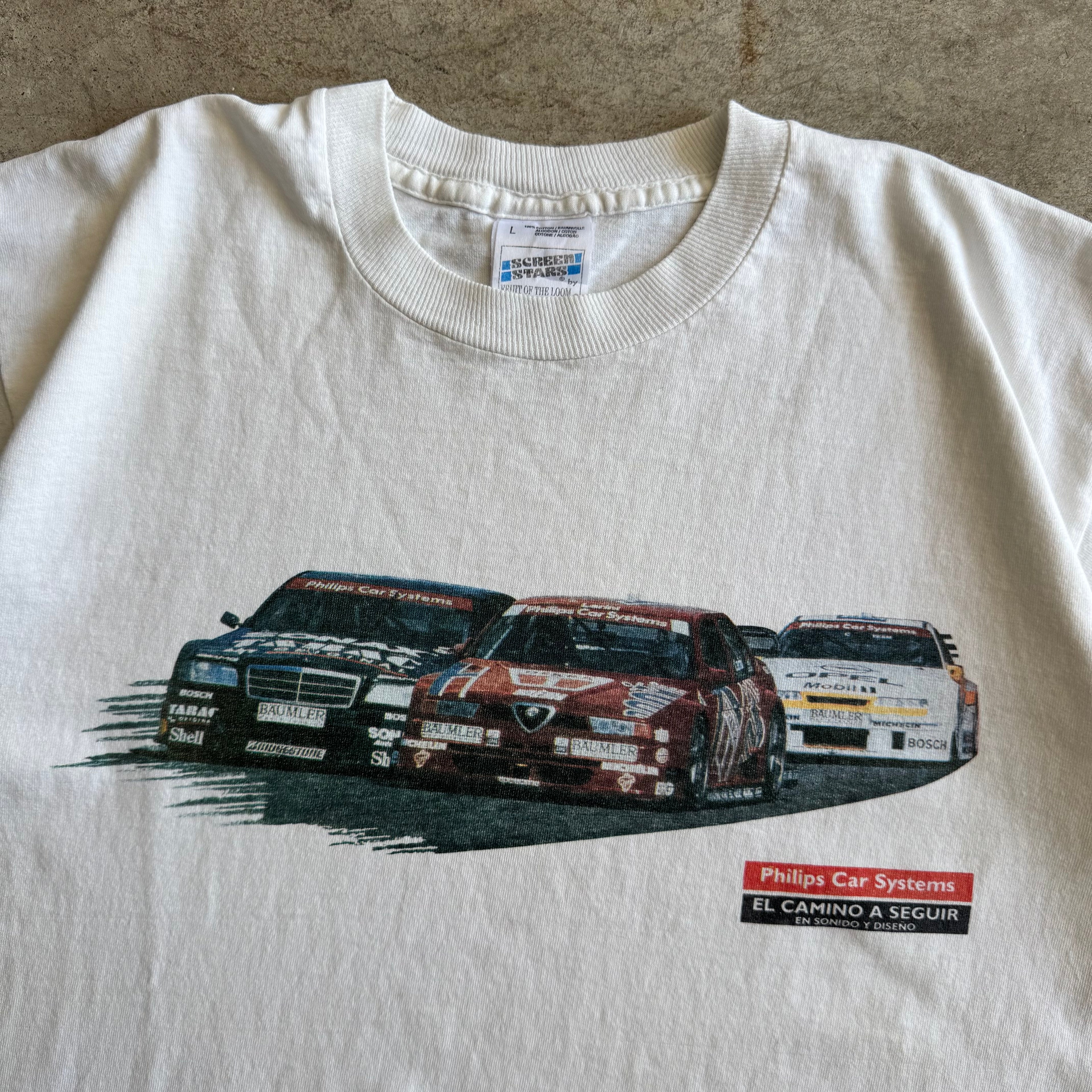 90s Phillips Car Stereo DTM Racing White T Shirt (L)