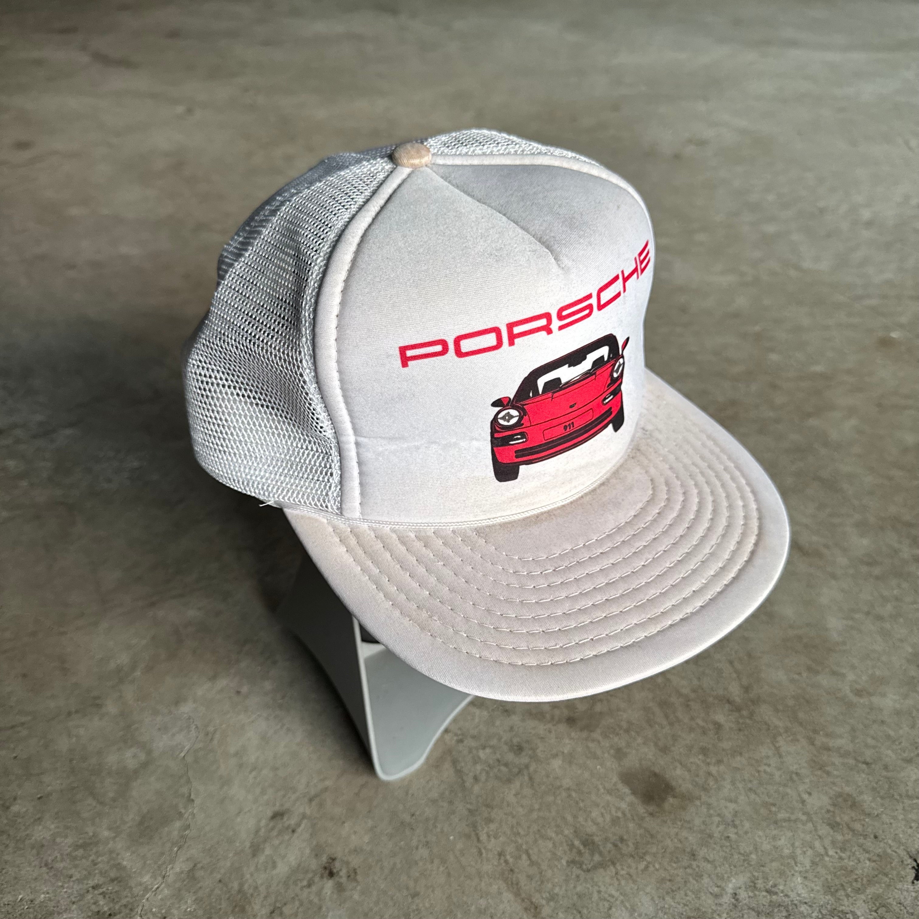 80s Porsche 911 White Mesh Adjustable Trucker Hat
