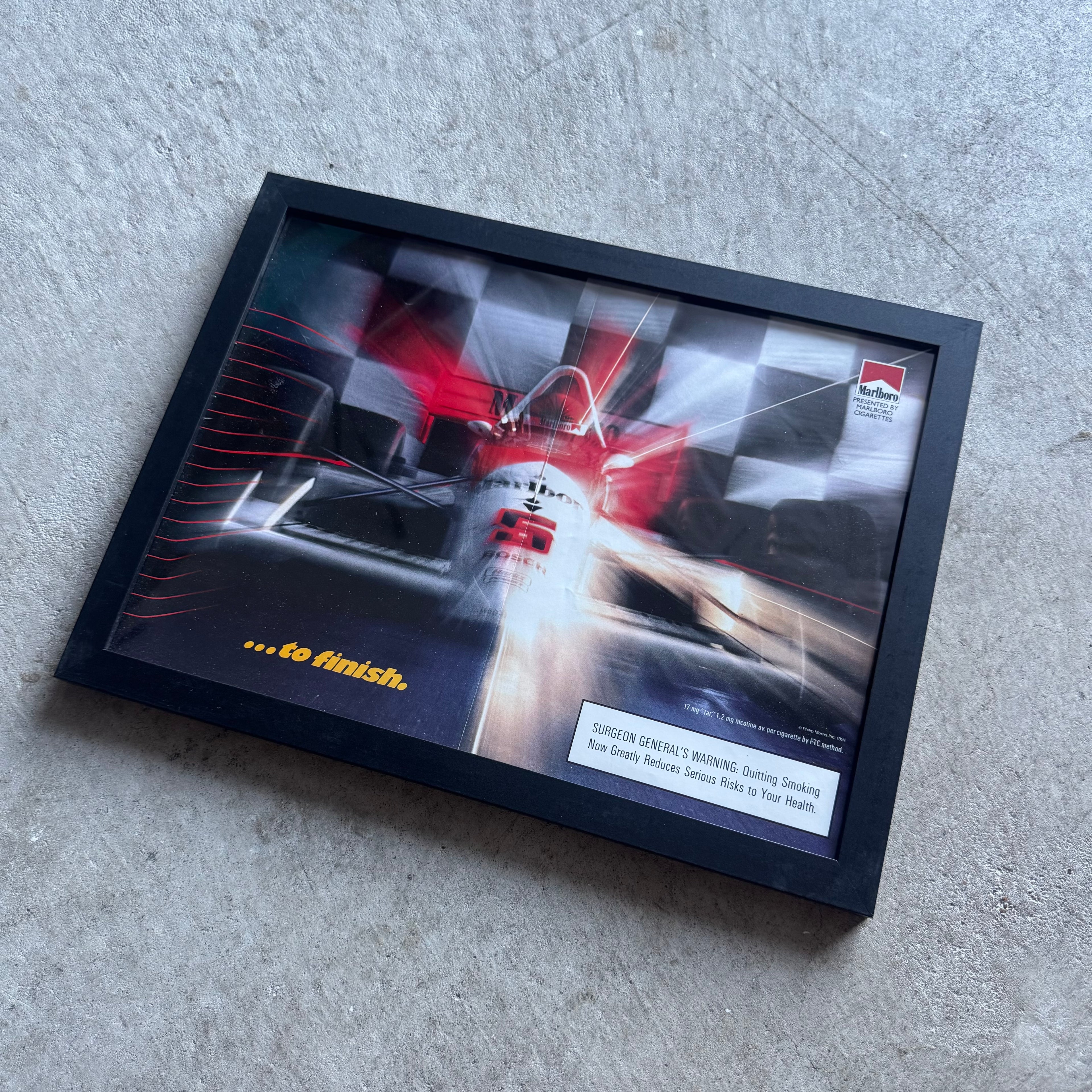 1991 Marlboro Indy CART From Start to Finish Framed Advertisement