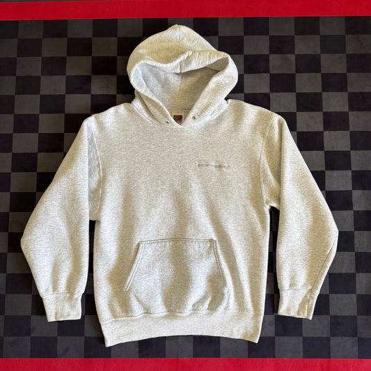 Vintage 90s Porsche Embroidered Grey Hooded Sweater Size Medium