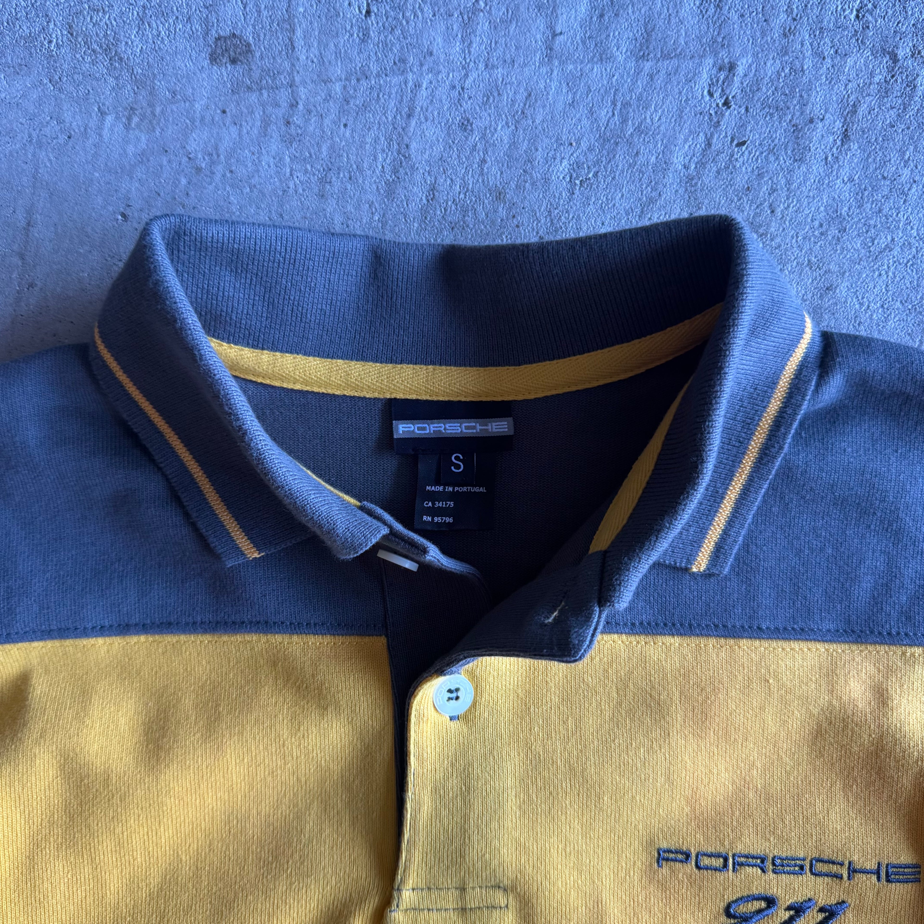 Porsche Yellow Grey Longsleeve Rugby Shirt (S)