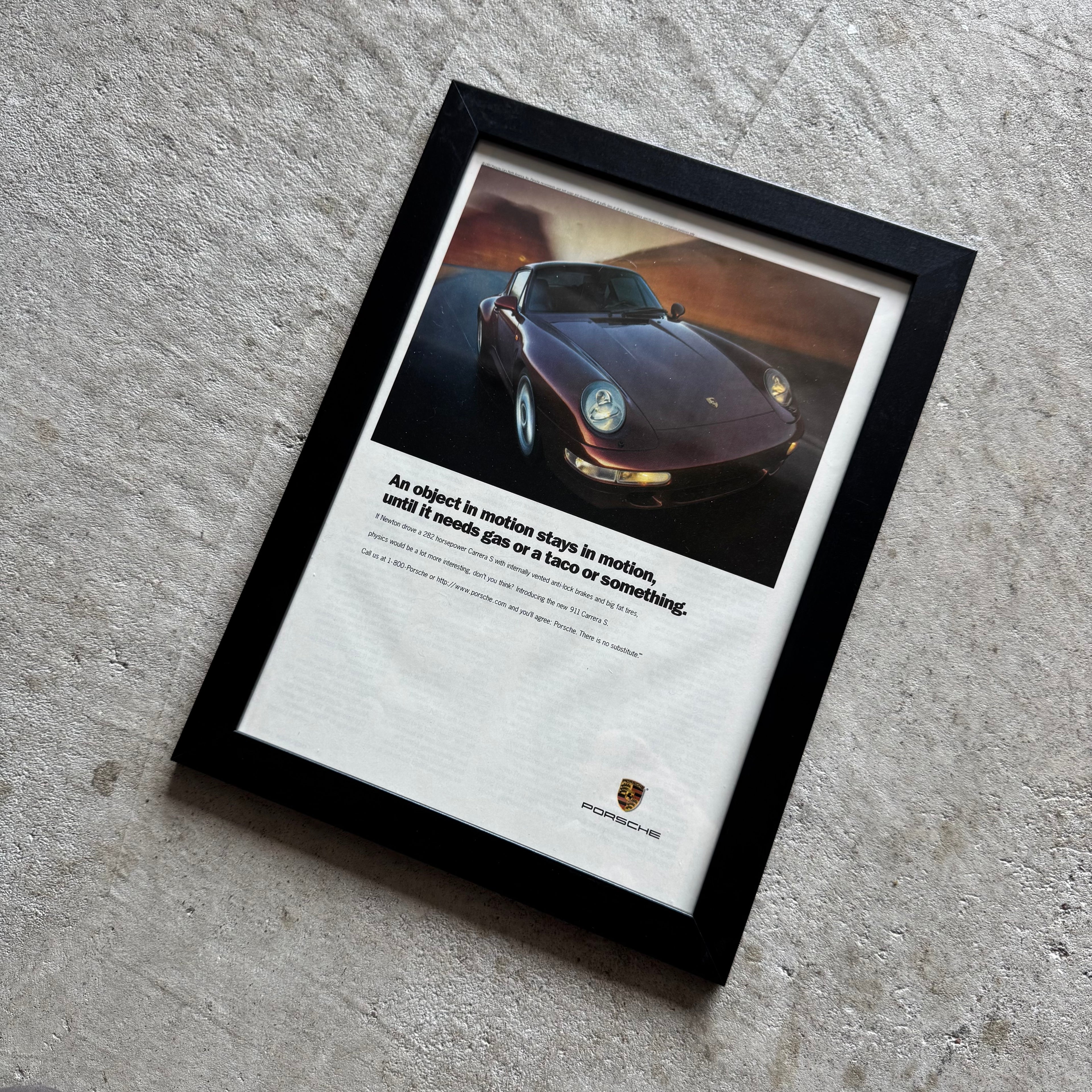 1997 Porsche Carrera S Object in Motion Framed Advertisement