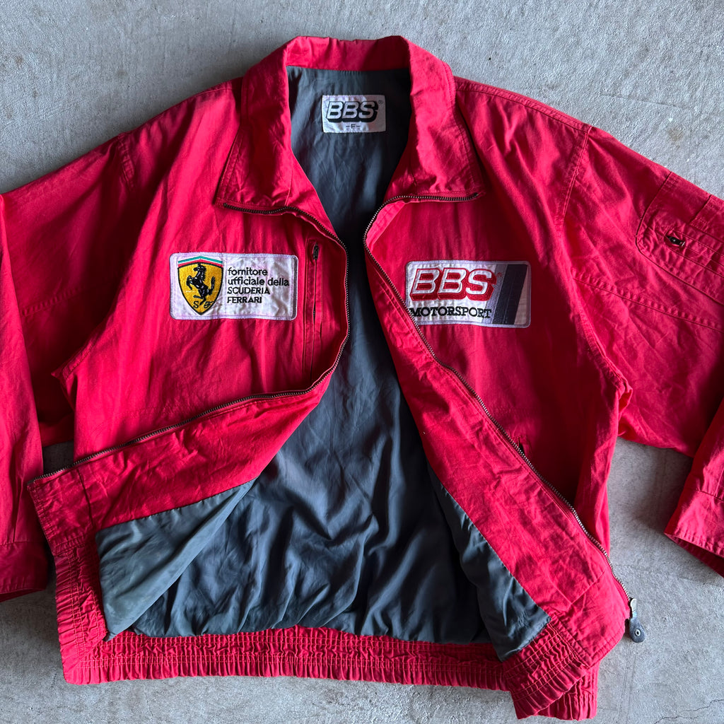 90s BBS Motorsport Ferrari Scuderia Red Coach Jacket (L)
