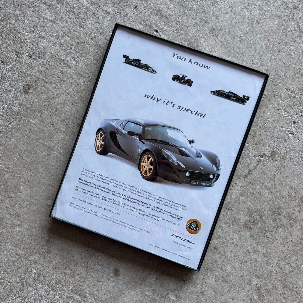 2002 Lotus Elise You Know Why Its Special Framed Advertisement