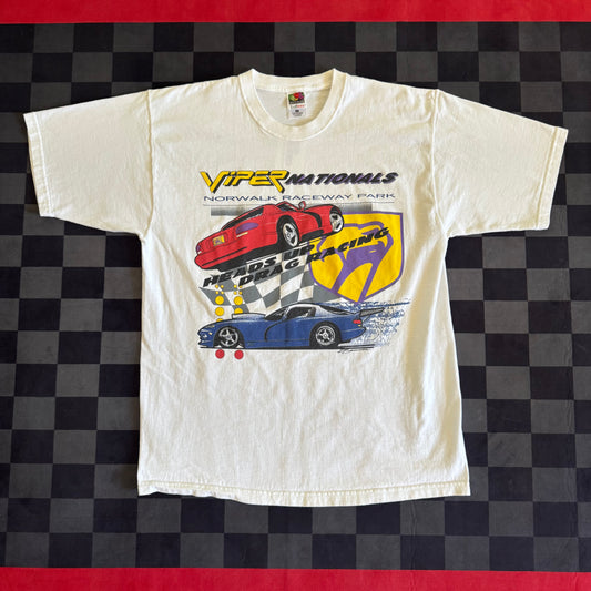 Vintage 1999 Dodge Viper Nationals Drag Racing White T Shirt Size Large